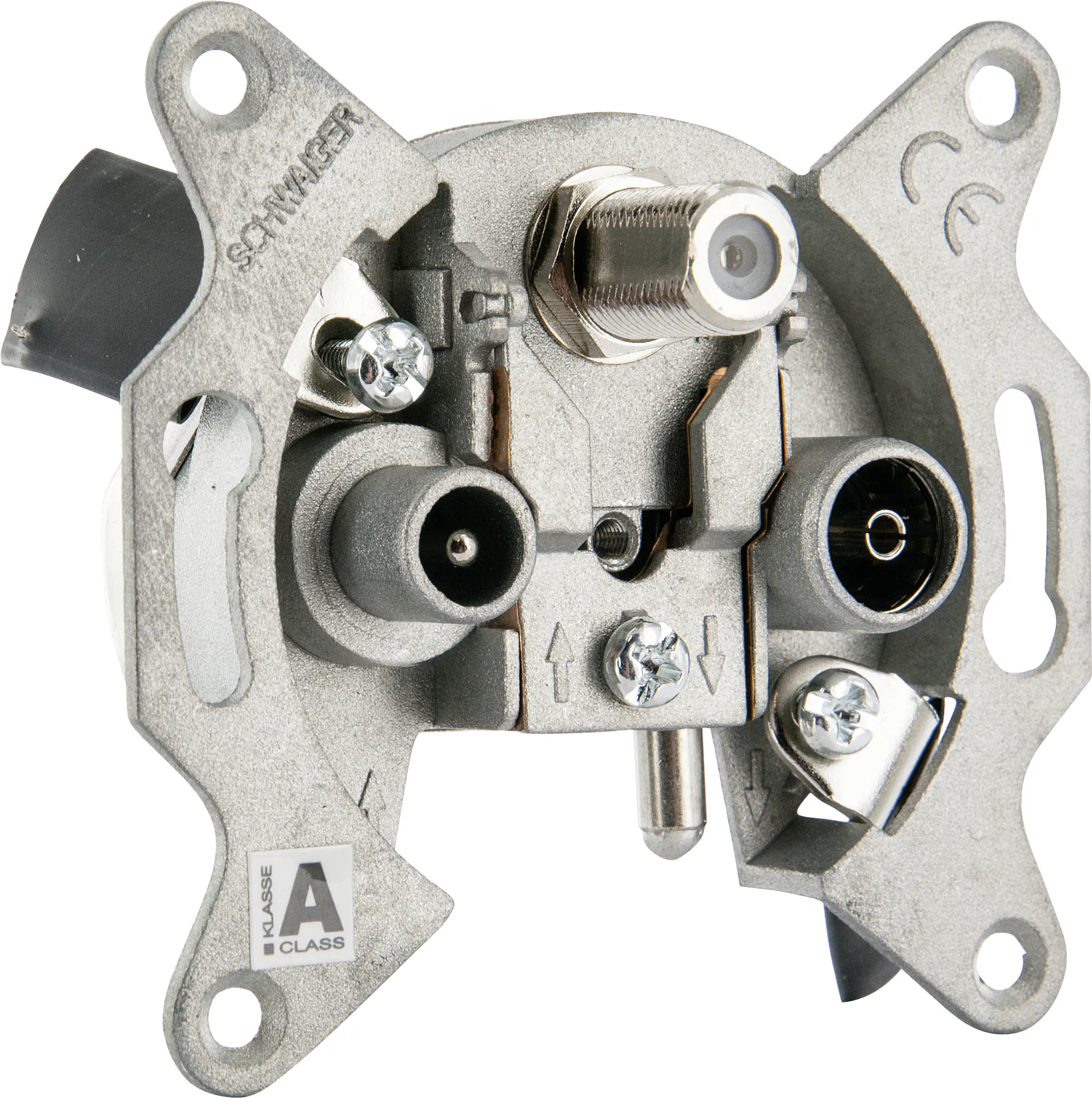 Schwaiger SAT Breitband Durchgangsdose RDS660 531 (16dB), F IEC silber, 3-Loch, 1x F / 2x IEC