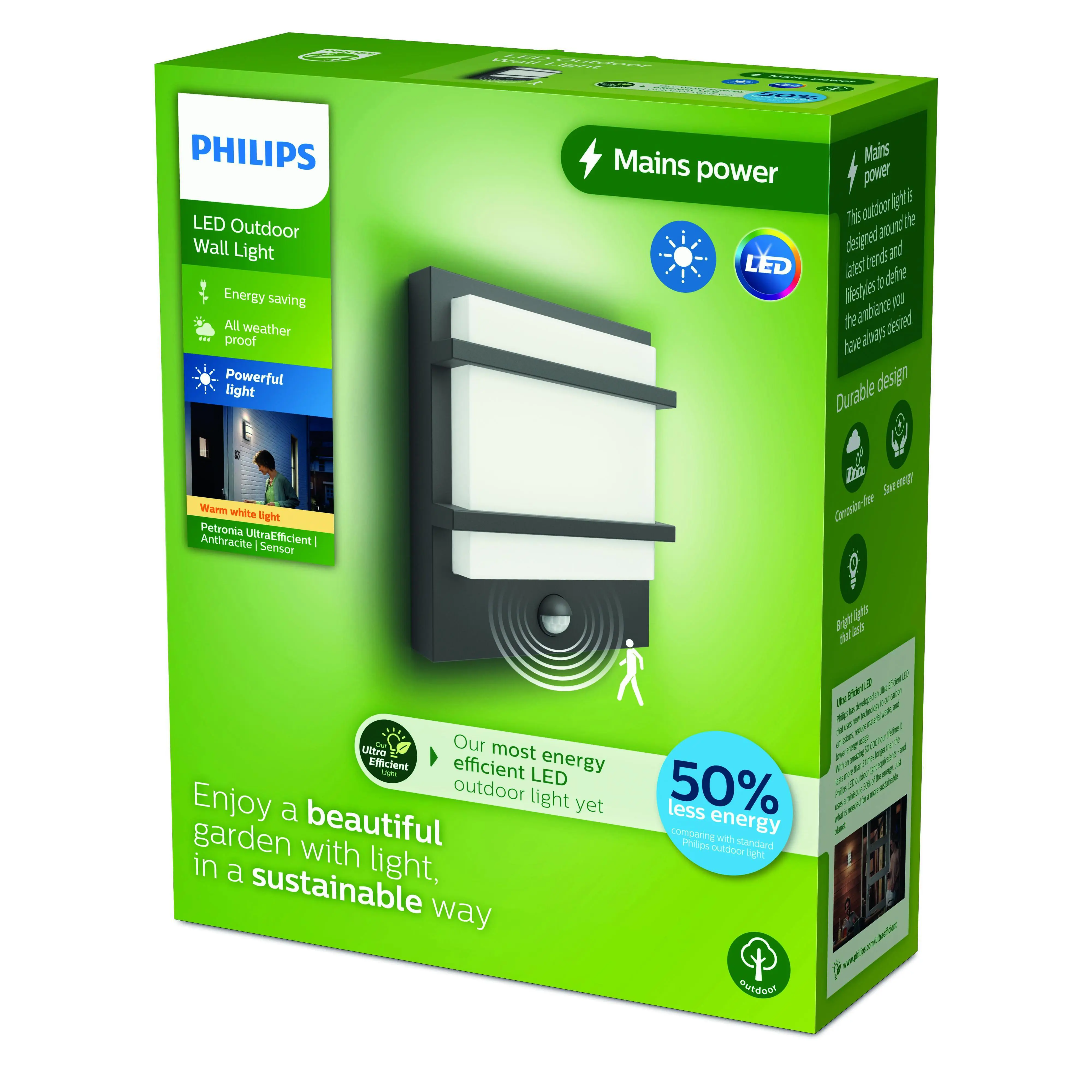 Philips LED Außenwandleuchte Petronia anthrazit mit Bewegungssensor warmweiß Philips LED Außenwandleuchte Petronia anthrazit mit Bewegungssensor warmweiß