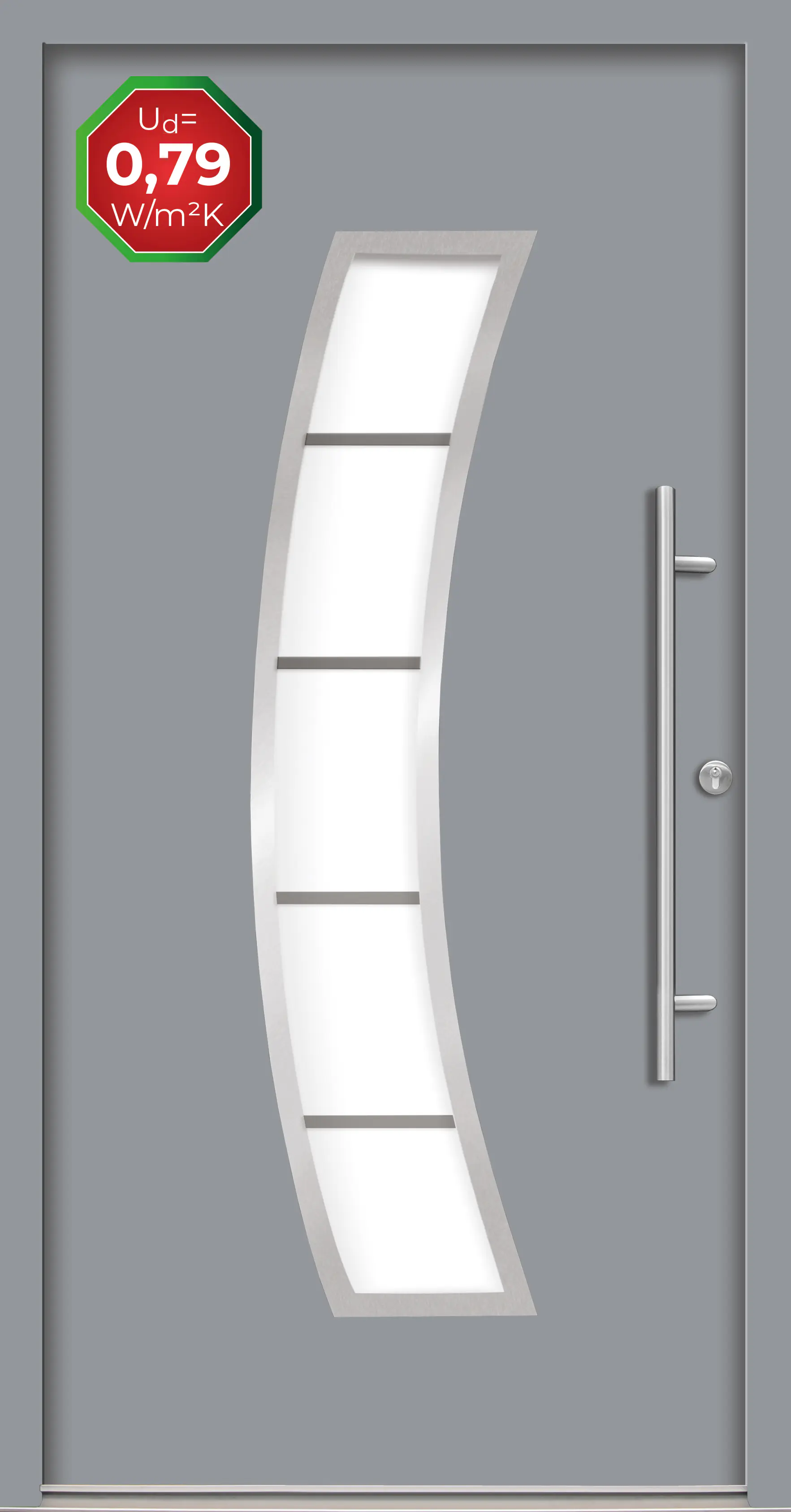 Splendoor Haustür Passivedoor Premium P14 Grau DIN Rechts 100 x 210 cm