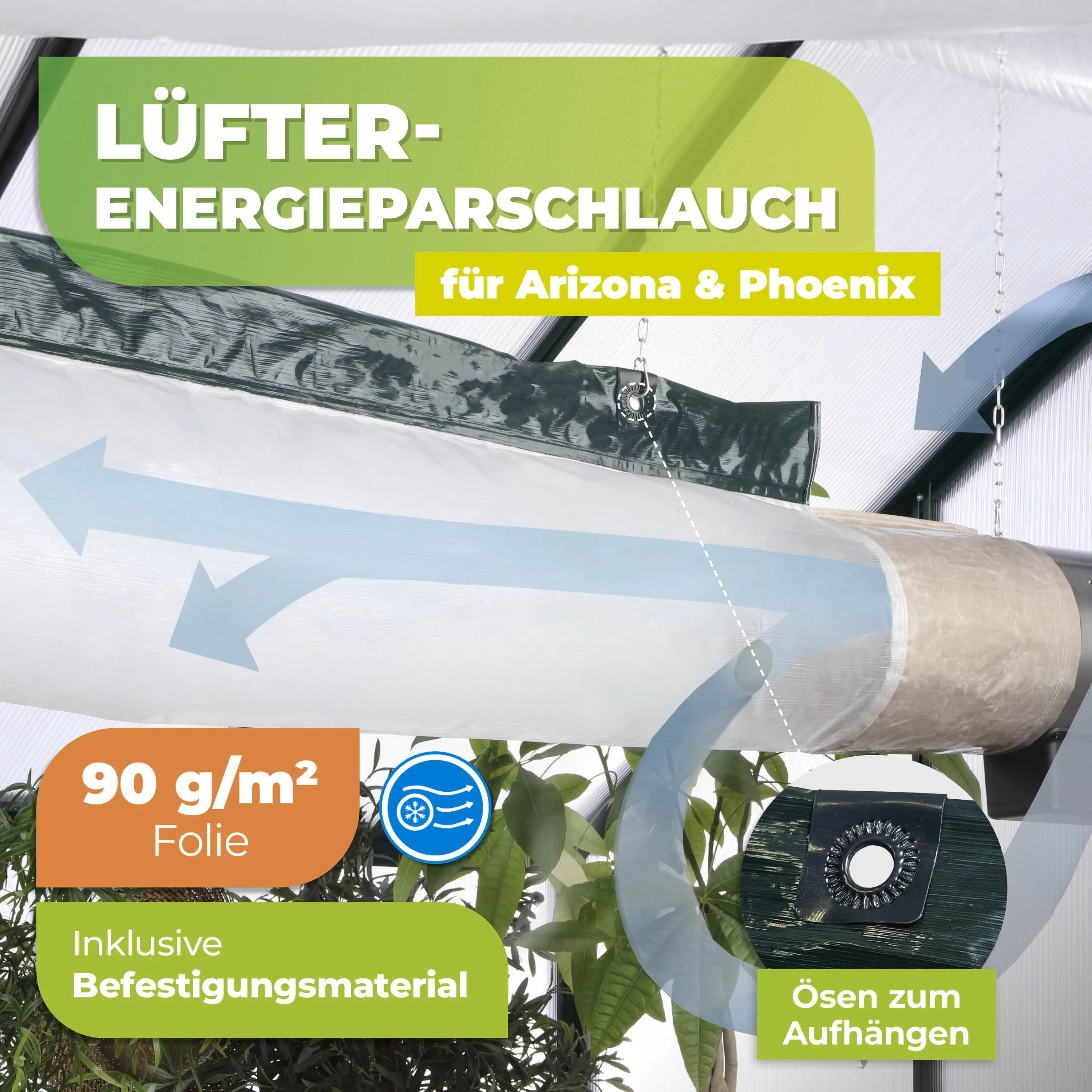 BioGreen Energiesparschlauch für Gewächshausheizung Phoenix transparent Ø 22 x 300 cm