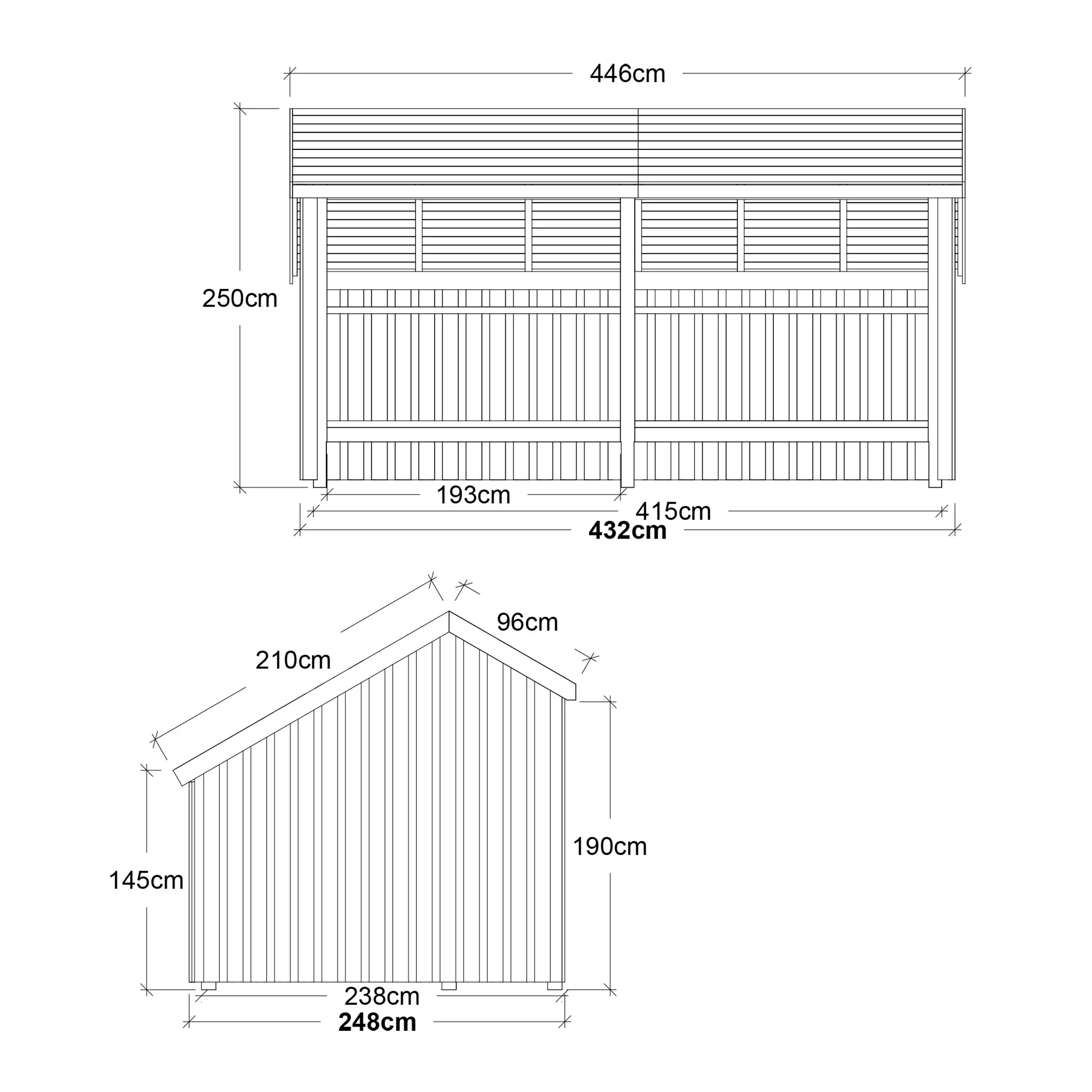 Plus Gartenhaus Multi 2 Module 416 x 238 cm natur offen