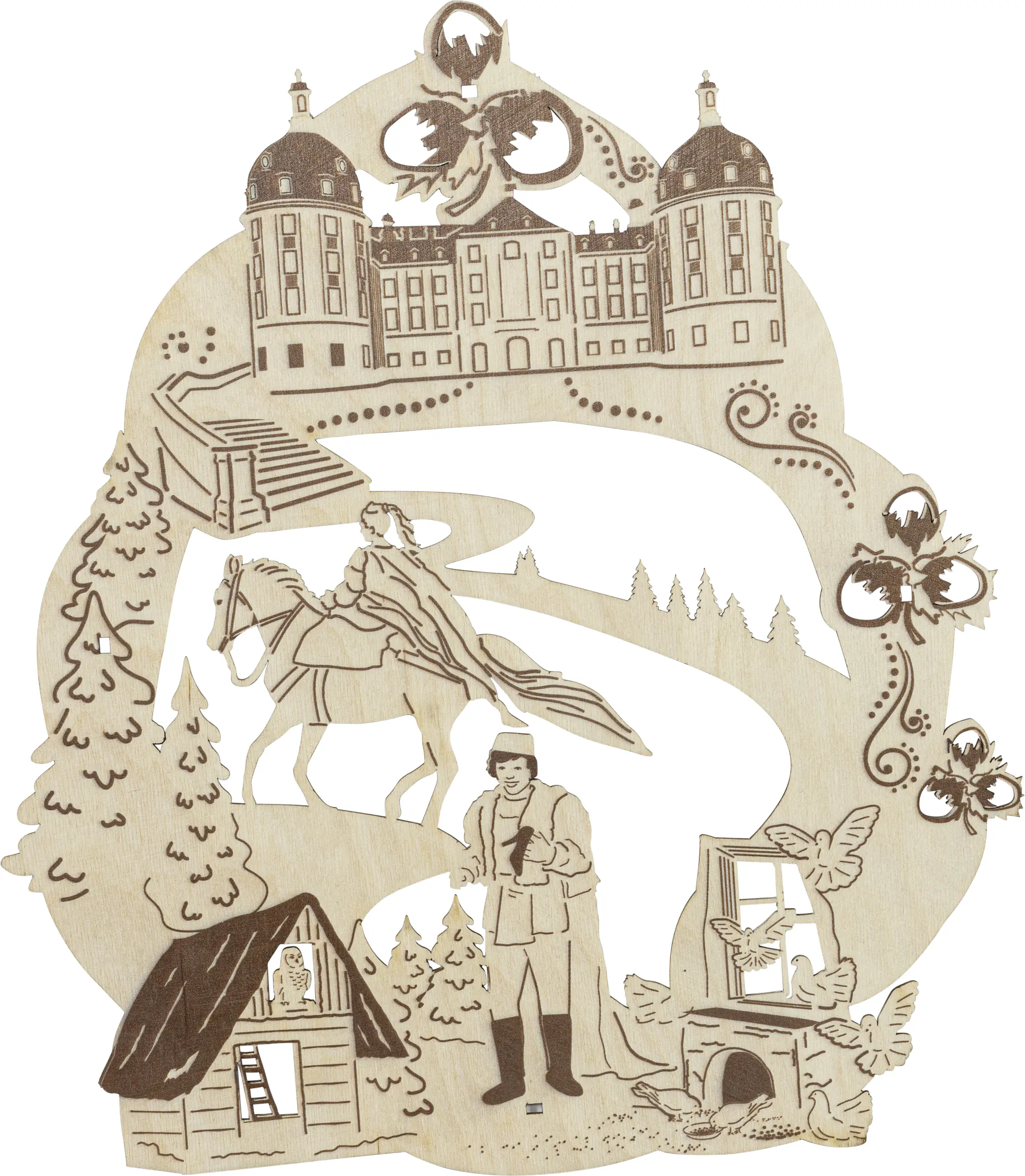 Saico LED-Fensterbild Drei Haselnüsse für Aschenbrödel Holz 30 cm natur