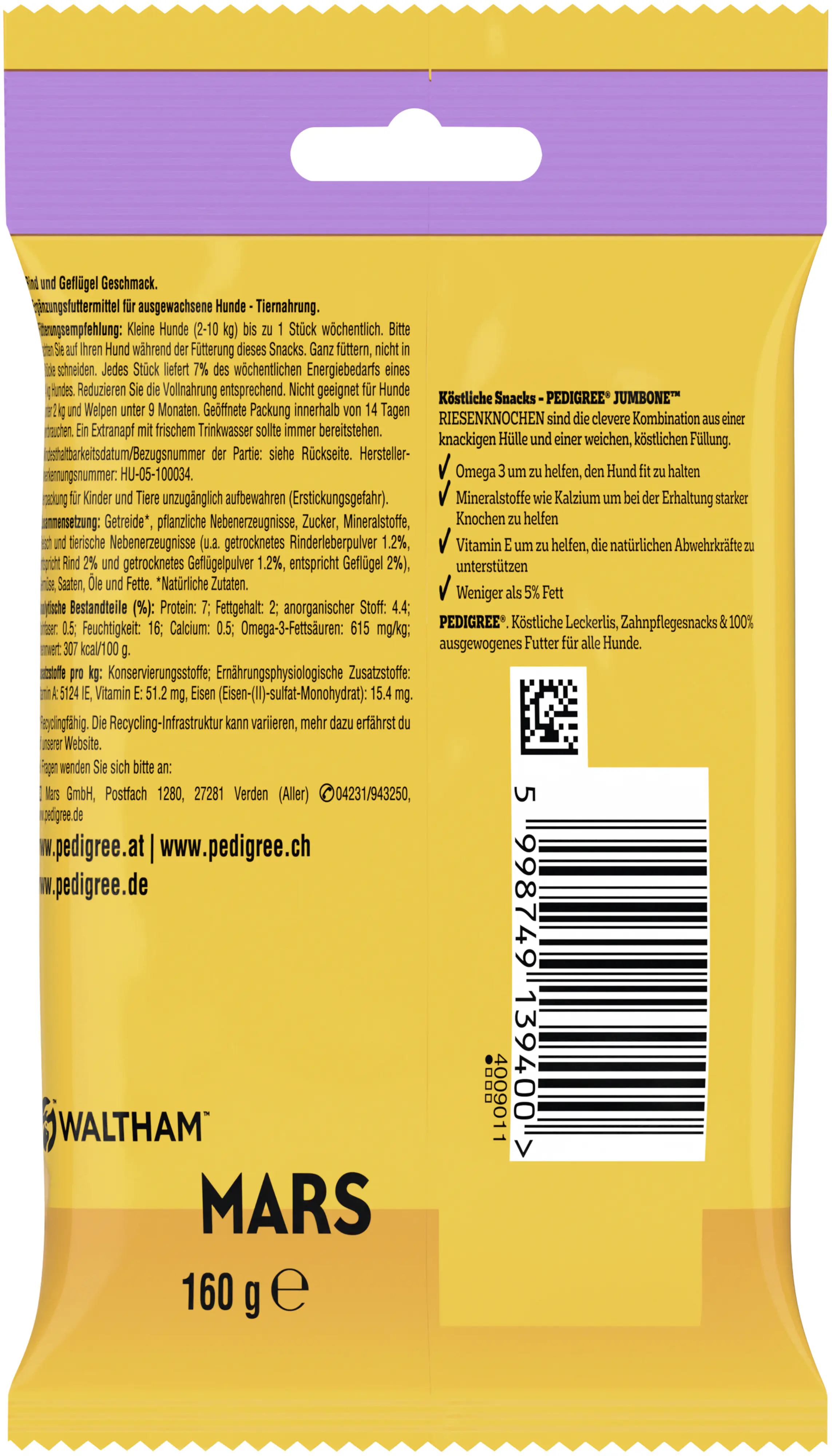 Pedigree Hundesnack Jumbone Riesenknochen Mini mit Rind und Geflügel
