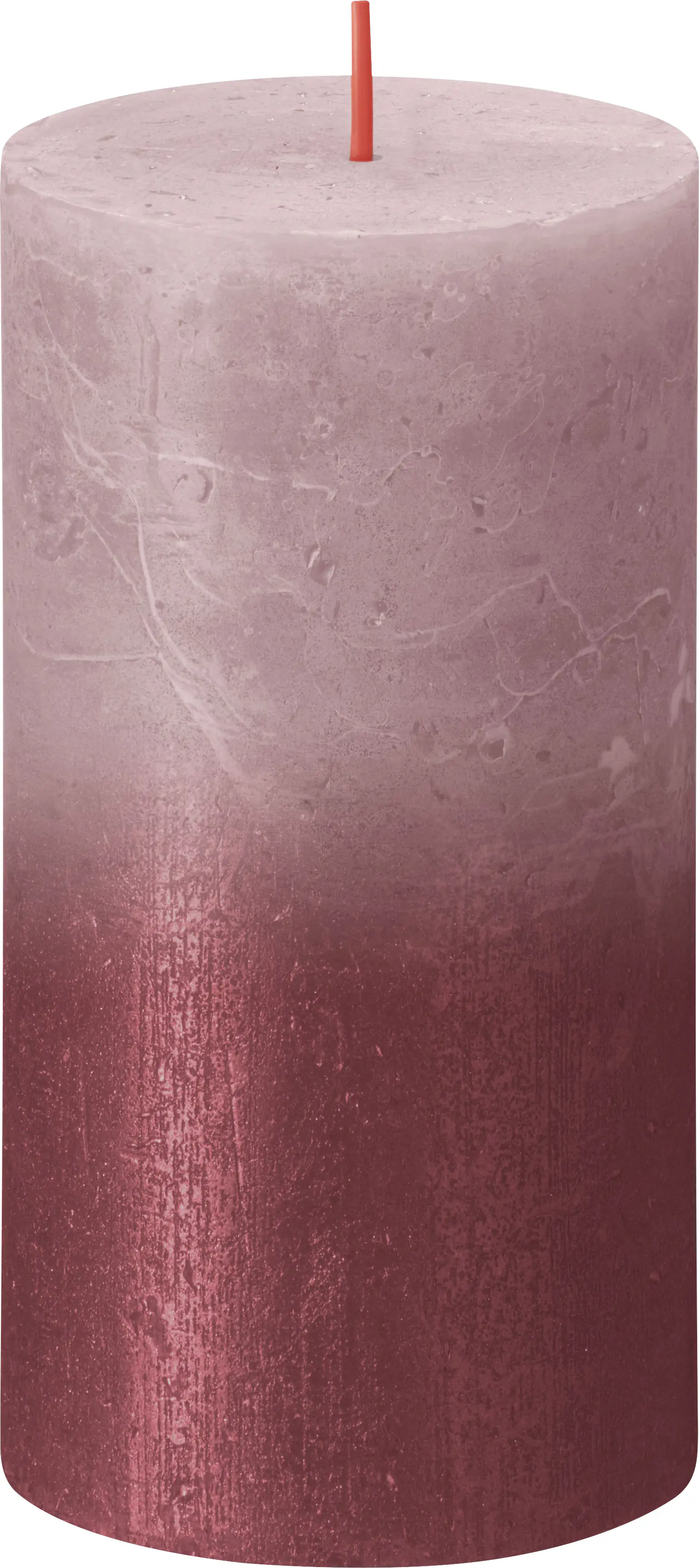 Bolsius Stumpenkerze Rustik Sunset Enschenrose+Rot 13 cm