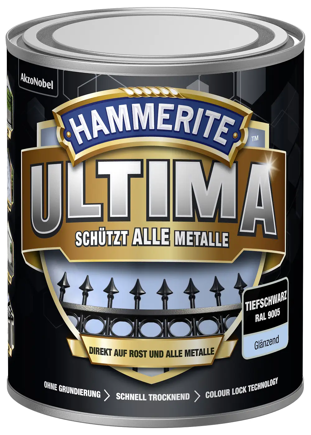 4007591724328 Hammerite Metallschutzlack ULTIMA 750 ml tiefschwarz glänzend