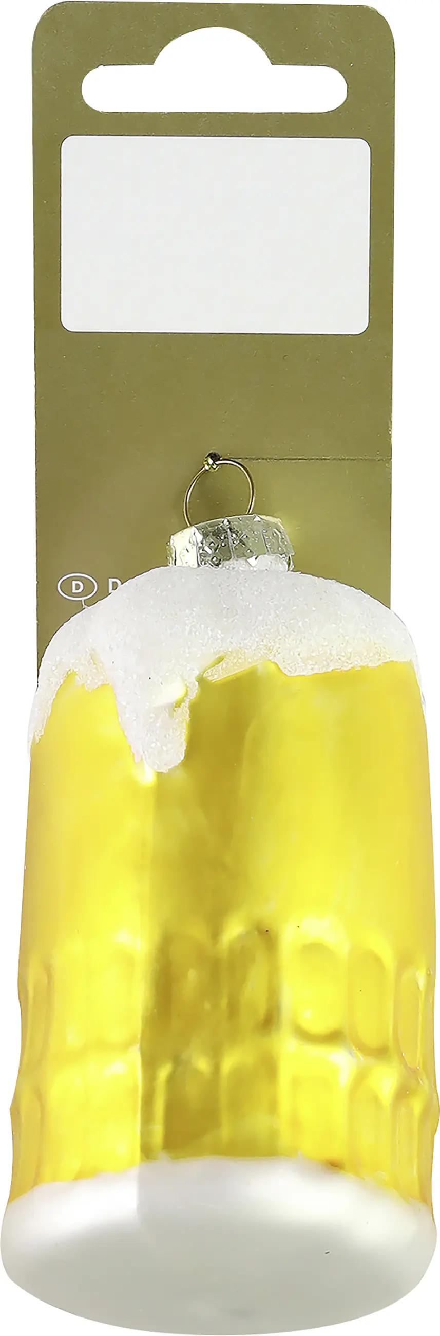 Weihnachtsanhänger Bierkrug aus Glas 9 cm weiß gold 1 Stück