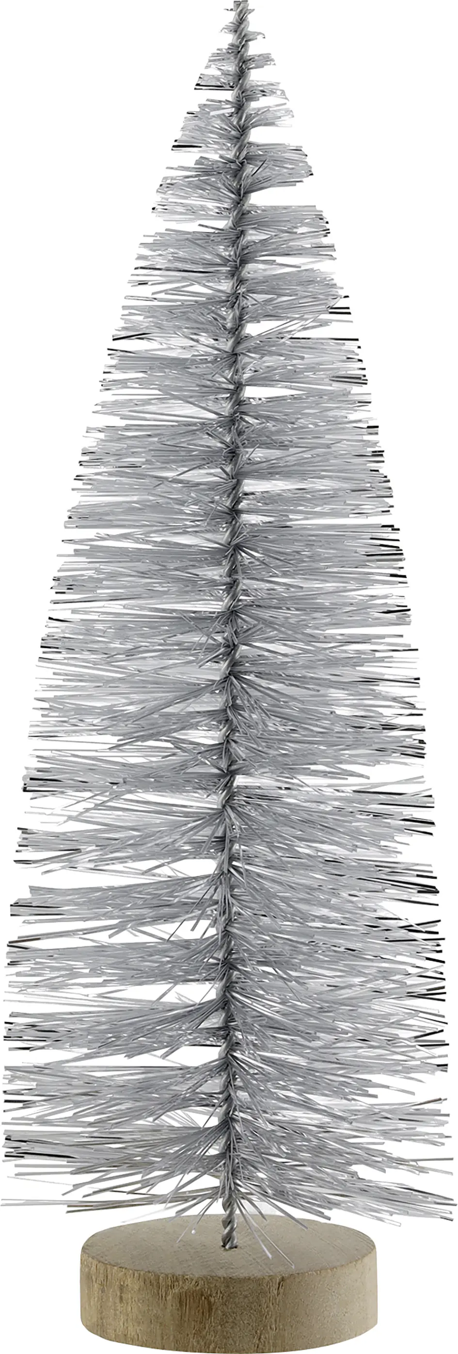 Dekofigur Baum aus Kunststoff mit Holzfuß 25 cm silber 1 Stück