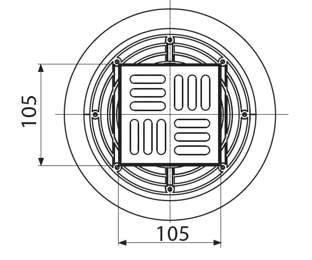 TrendLine Bodenablauf 10 x 10 cm senkrechter Ablauf TrendLine Bodenablauf 10 x 10 cm senkrechter Ablauf