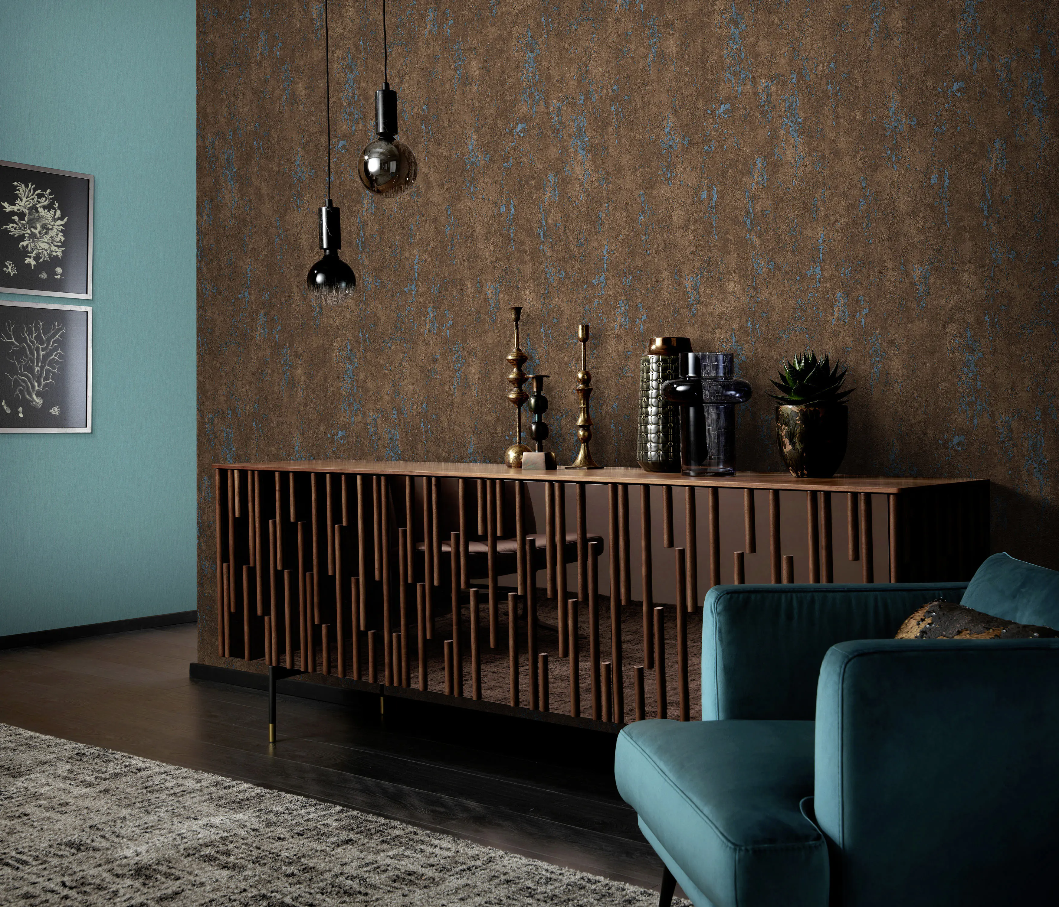 Erismann Vliestapete 10375-19 Fashion for Walls 4 stein petrol 10,05 x 0,53 m