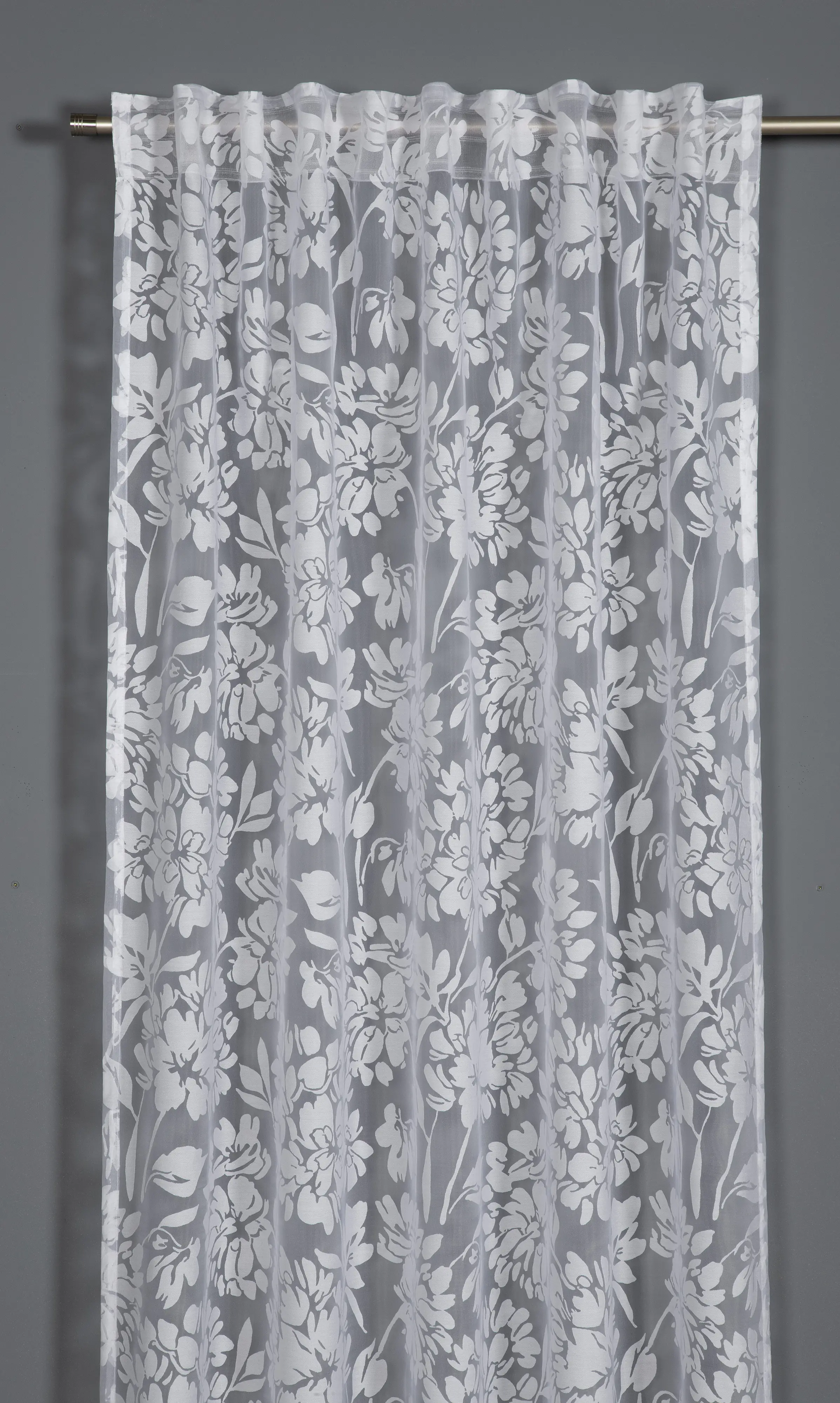 Sehlbach Fertigschal mit Gardinenband Floral 135 x 245 cm weiß