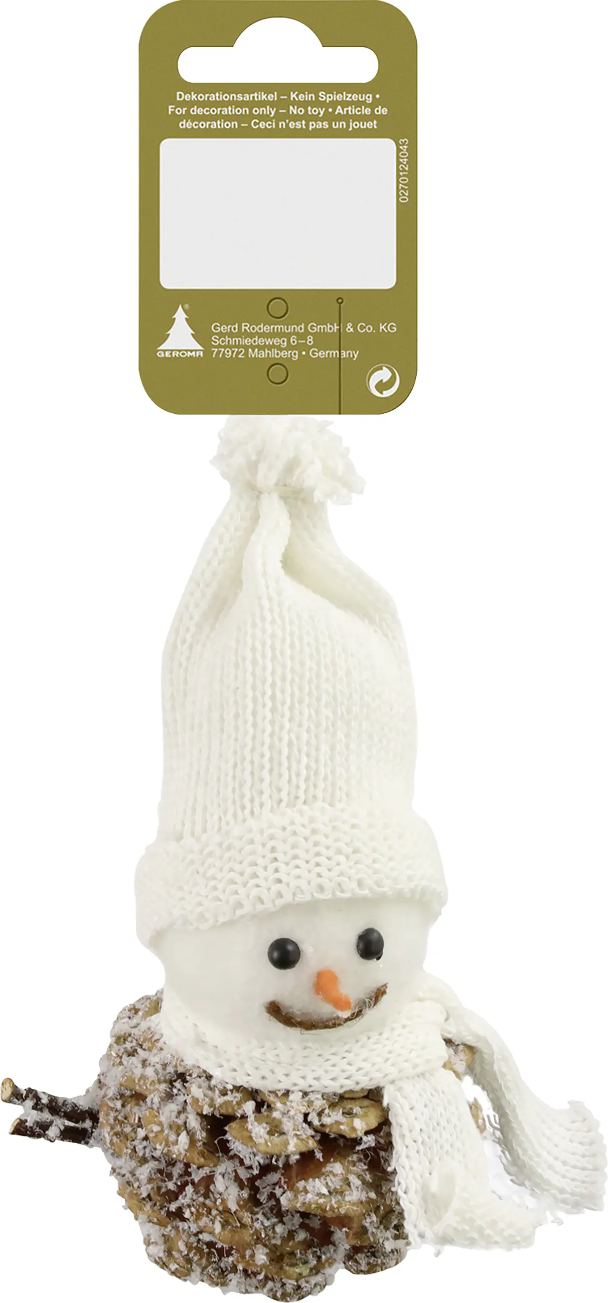 Dekoanhänger Schnee-Zapfenmännchen 13 cm natur-weiß 