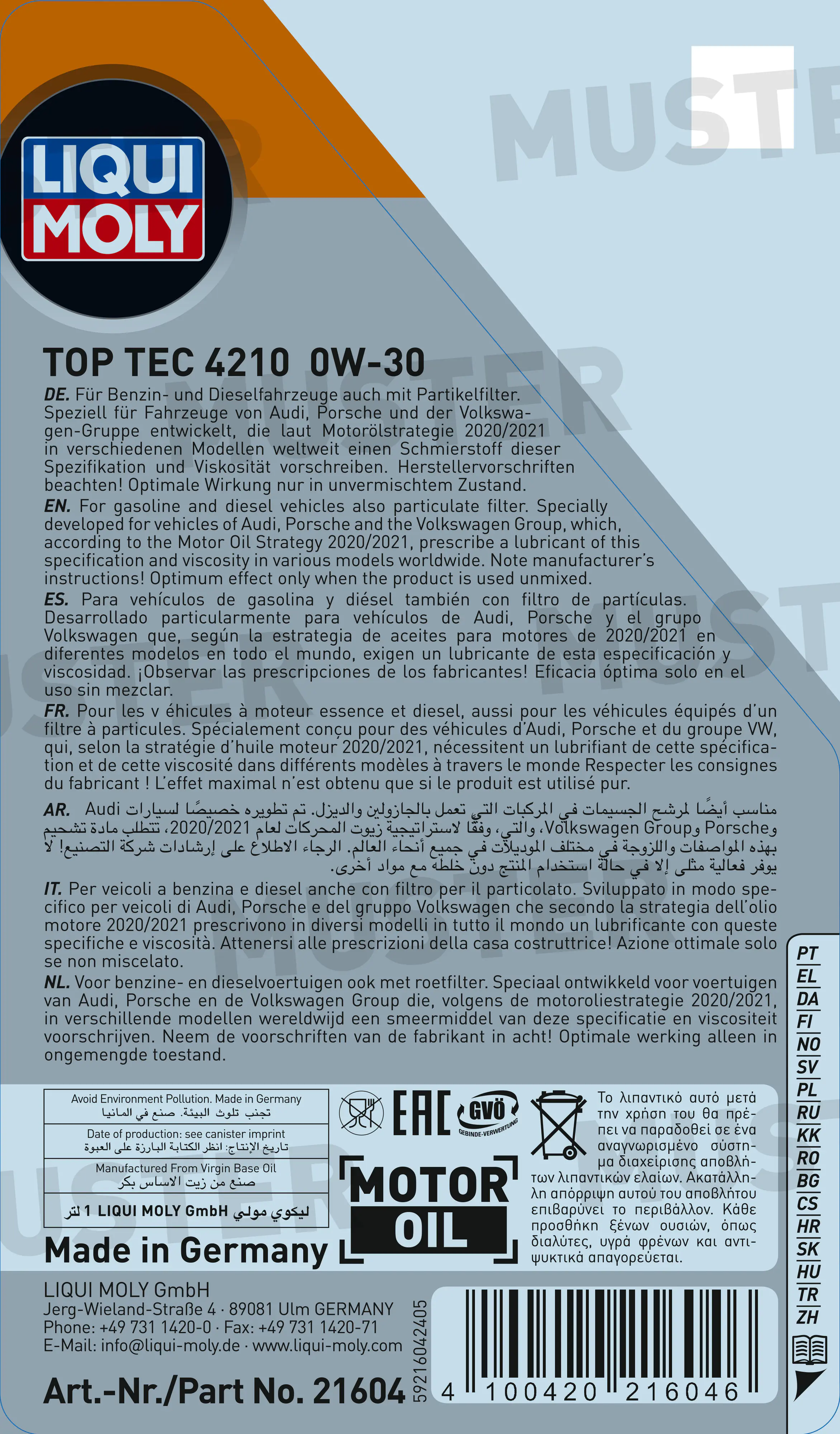 Liqui Moly Motoröl Top Tec 4210 0W-30 1 L Liqui Moly Motoröl Top Tec 4210 0W-30 1 L