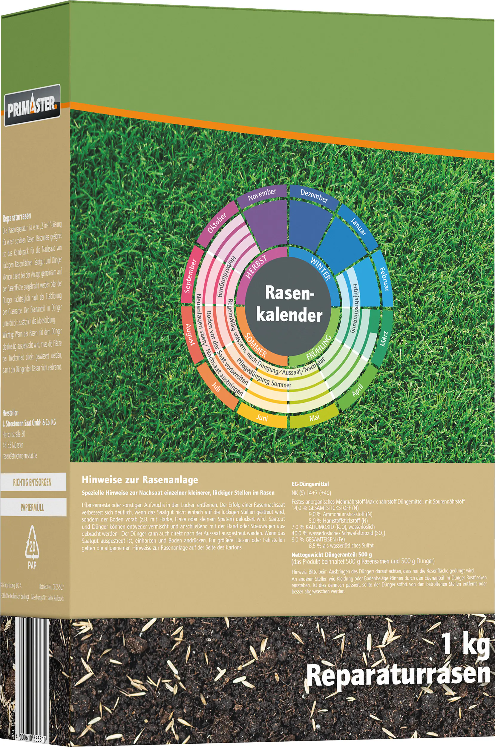 Primaster Rasenreparatur 1 kg für ca. 50 m²