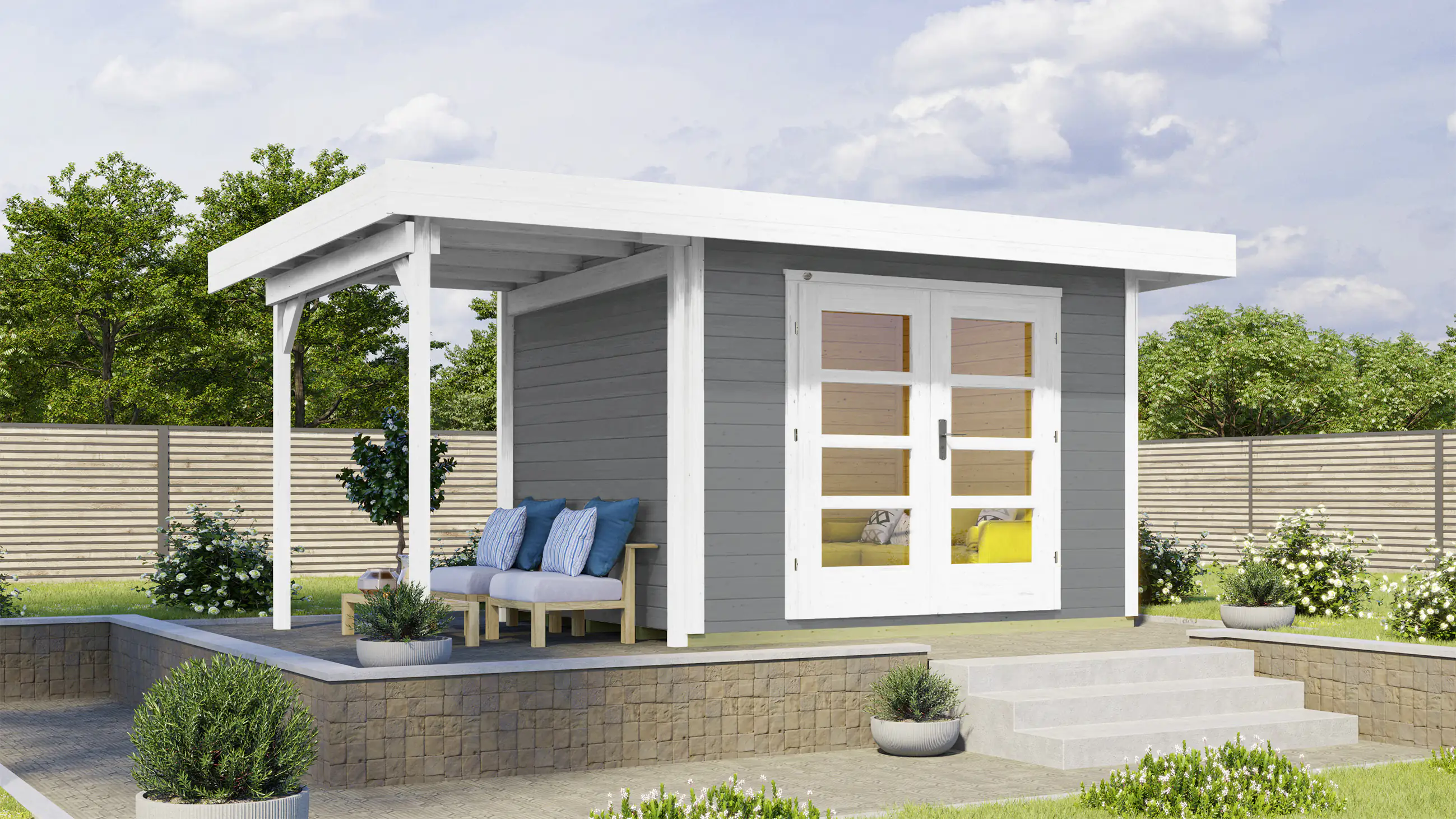 Weka Designhaus 126 A 442 x 241 cm grau mit Fußboden