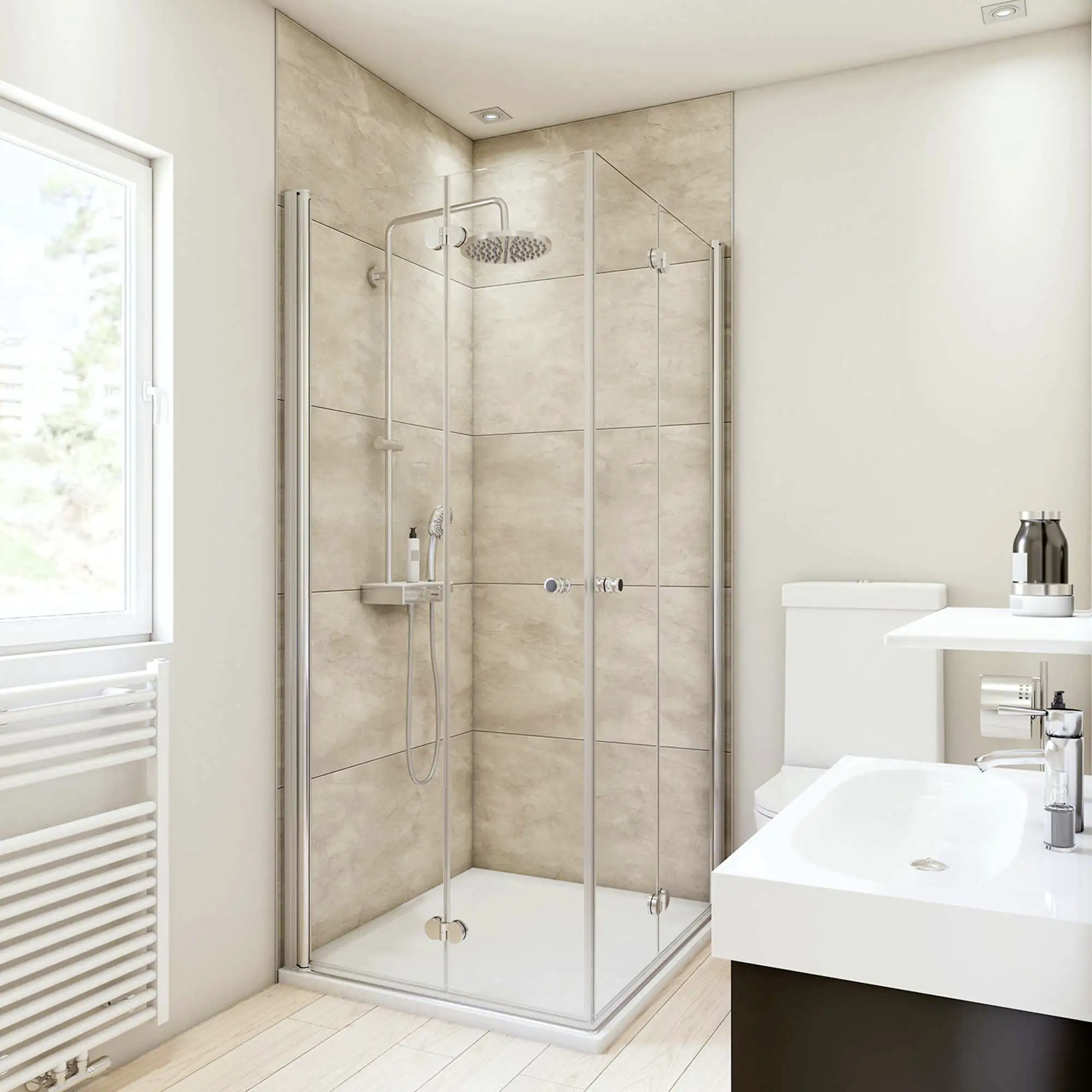 Breuer Duschrückwand Große Fliese beige Dekor 100 x 255 x 0,3 cm