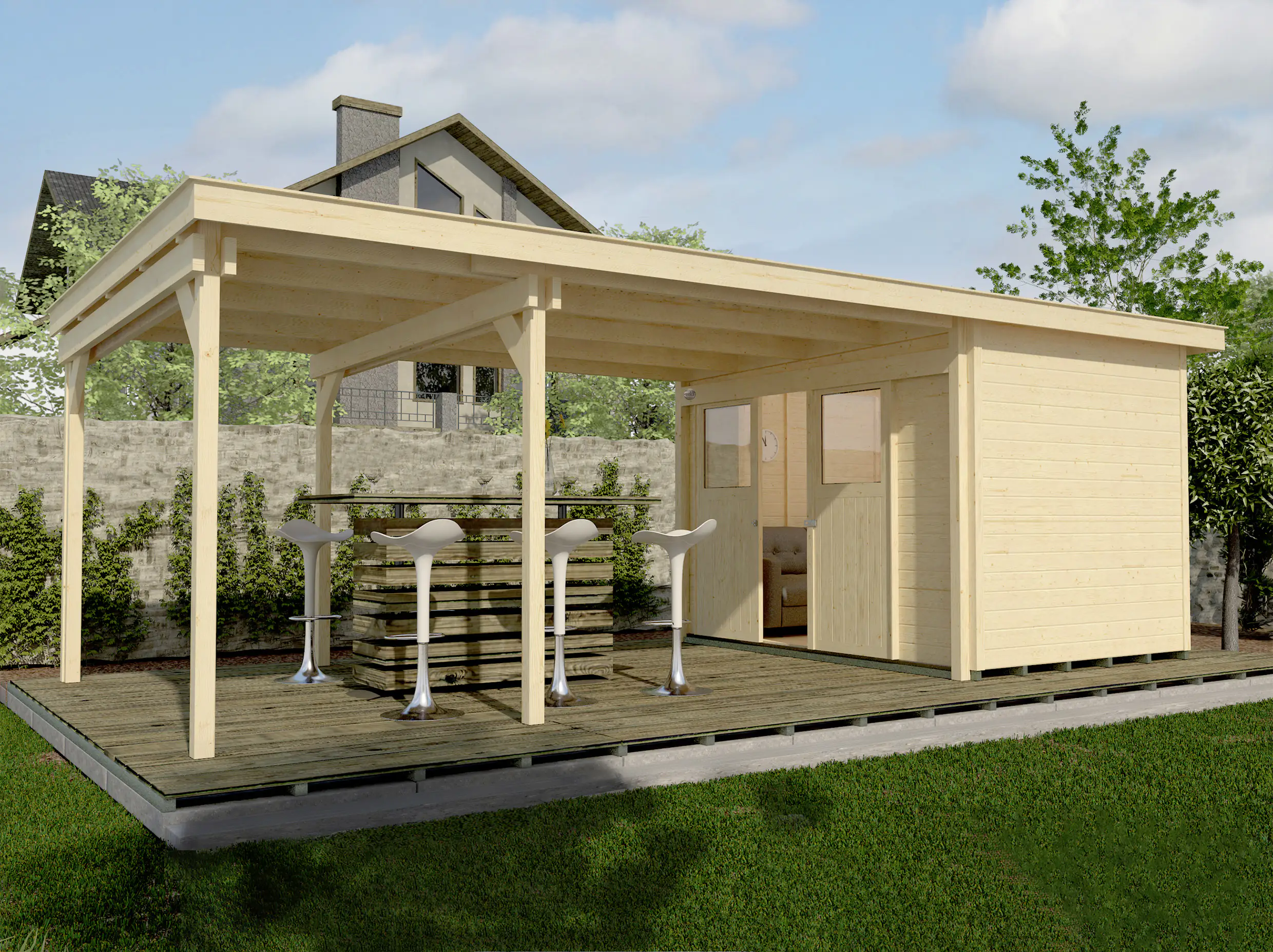 Weka Lounge-Haus 654 x 299 cm natur mit Fußboden Weka Lounge-Haus 654 x 299 cm natur mit Fußboden