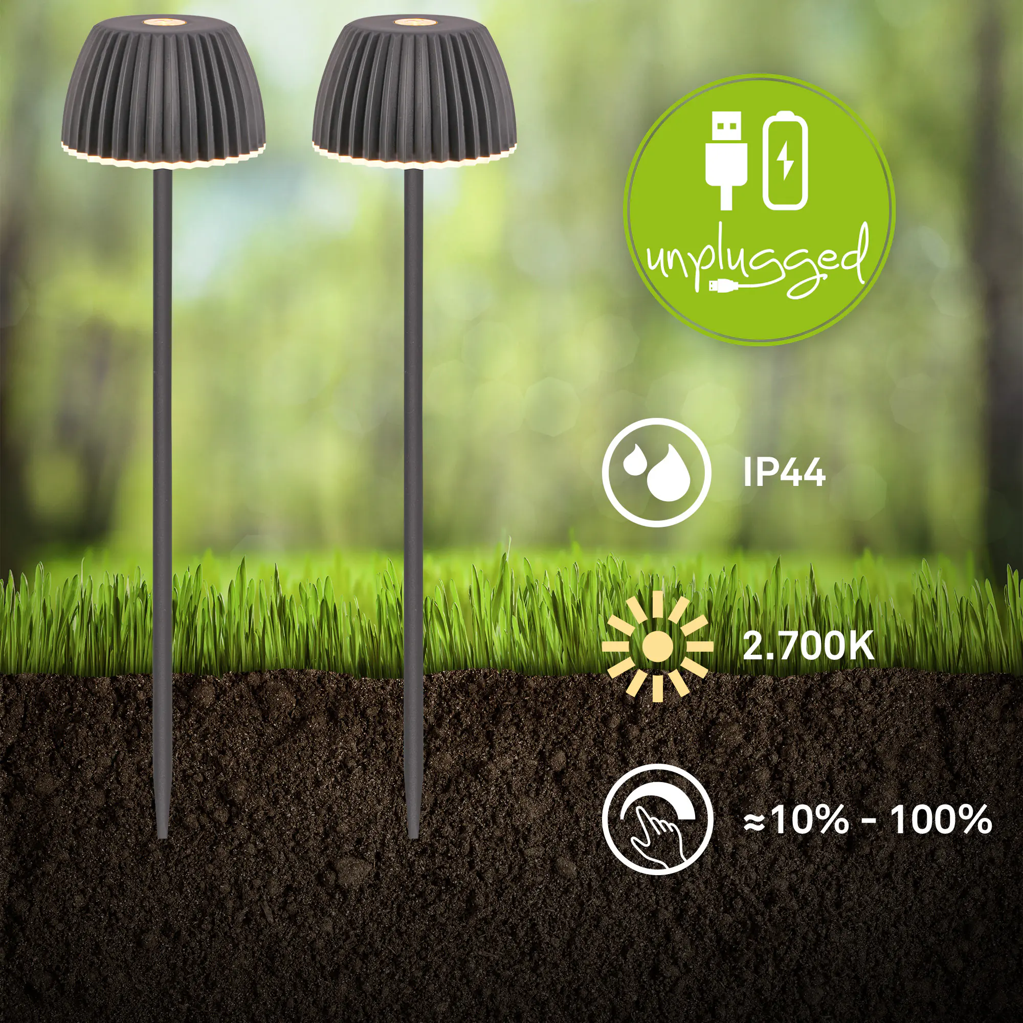 Briloner LED-Gartenleuchte Spießleuchte Riffle anthrazit dimmbar 
