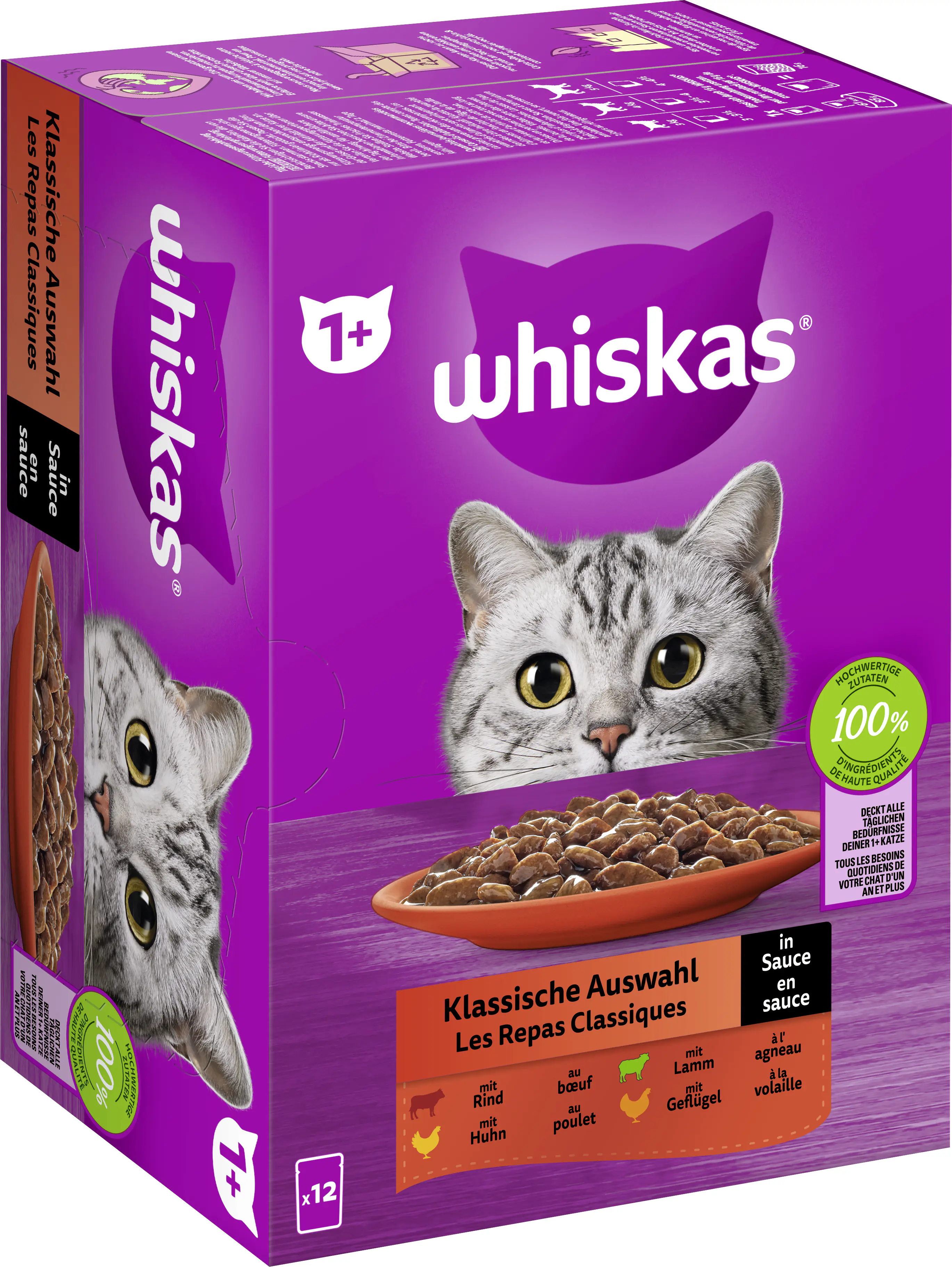 Whiskas Multipack klassische Auswahl in Sauce Katzenfutter 12 x 85 g