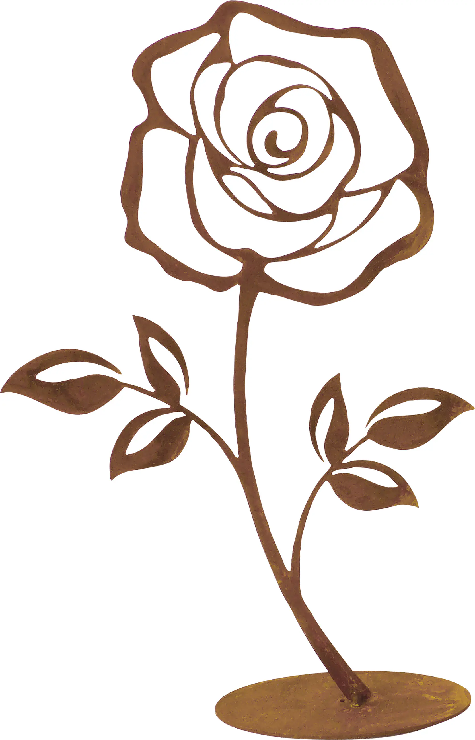 Badeko Dekofigur Rose auf Bodenplatte 25 cm rostbraun