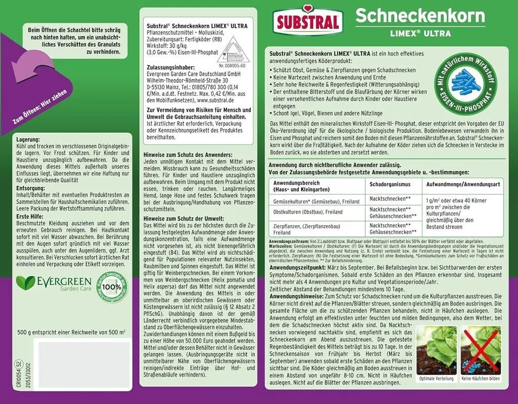 Substral Schneckenkorn Limex Ultra 2 x 500 g  Substral Schneckenkorn Limex Ultra 2 x 500 g