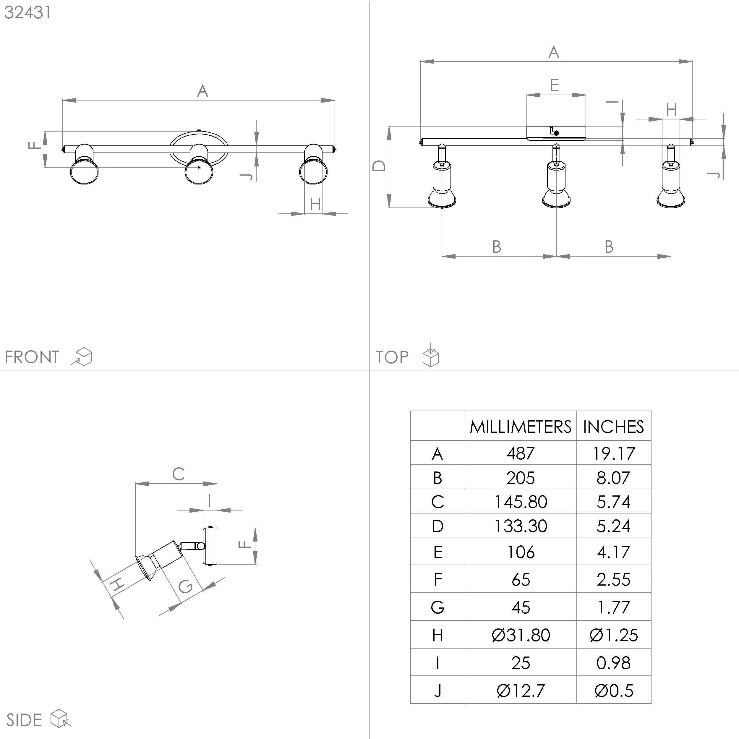 Eglo 3er LED Spot Buzz schwarz 48,5 x 6,5 cm GU10