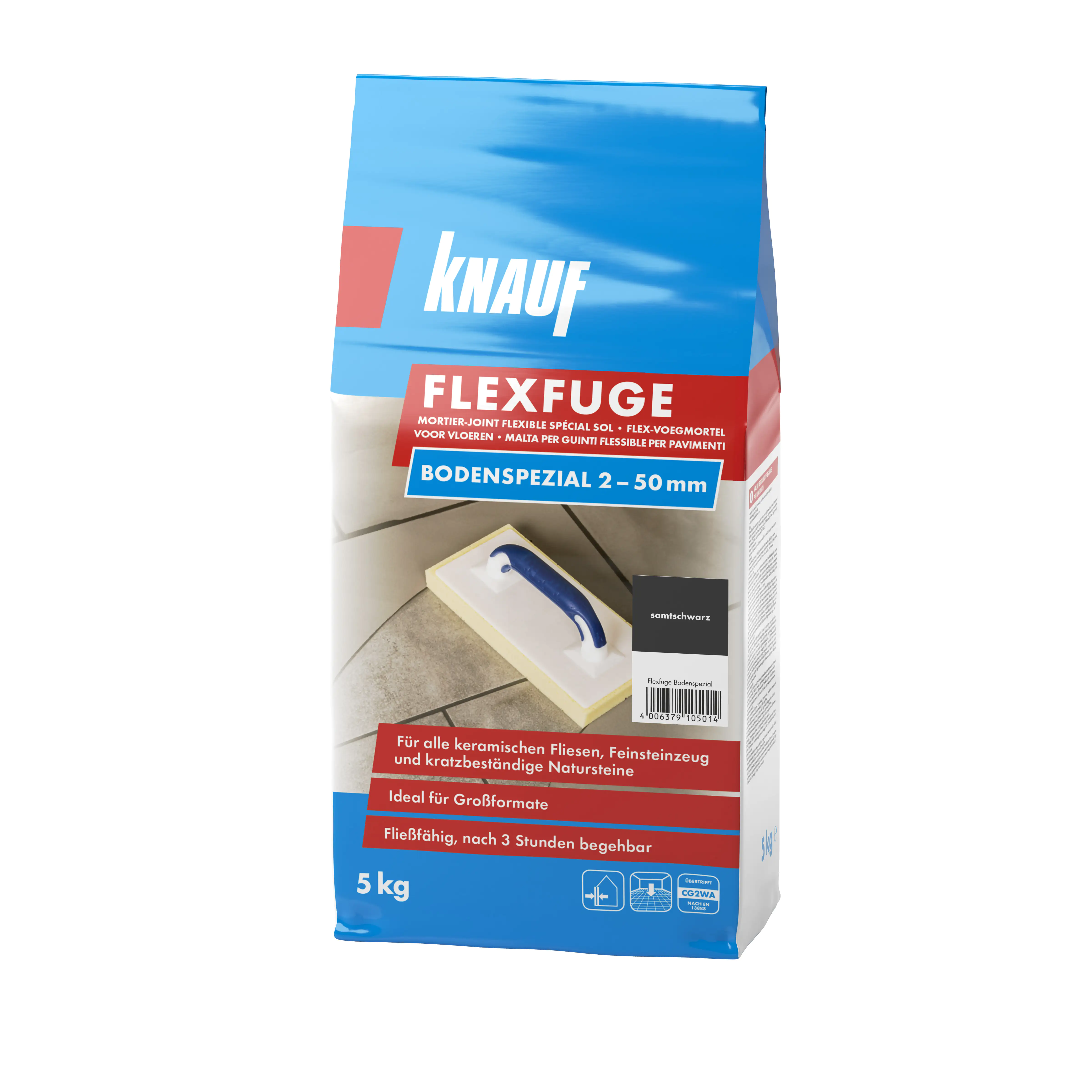 Knauf Fugenmörtel Flexfuge Bodenspezial 2 - 50 mm samtschwarz 5 kg