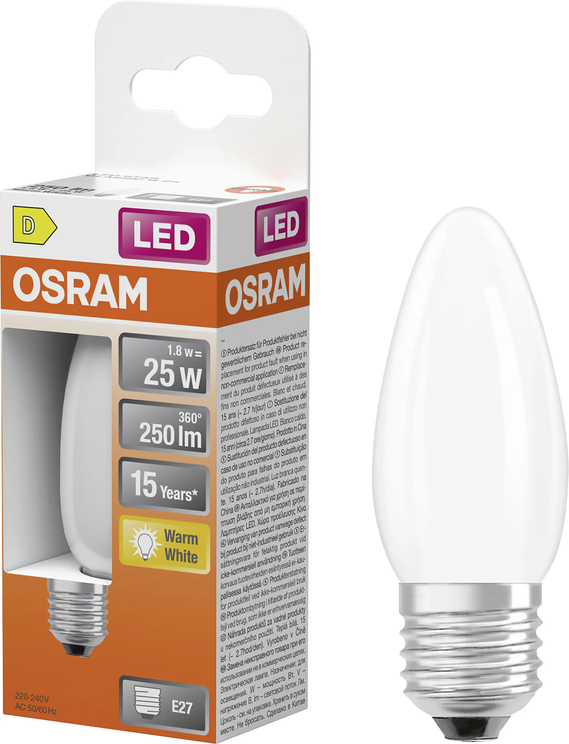 Osram LED Leuchtmittel E27 Star Classic 1,8W matt warmweiß