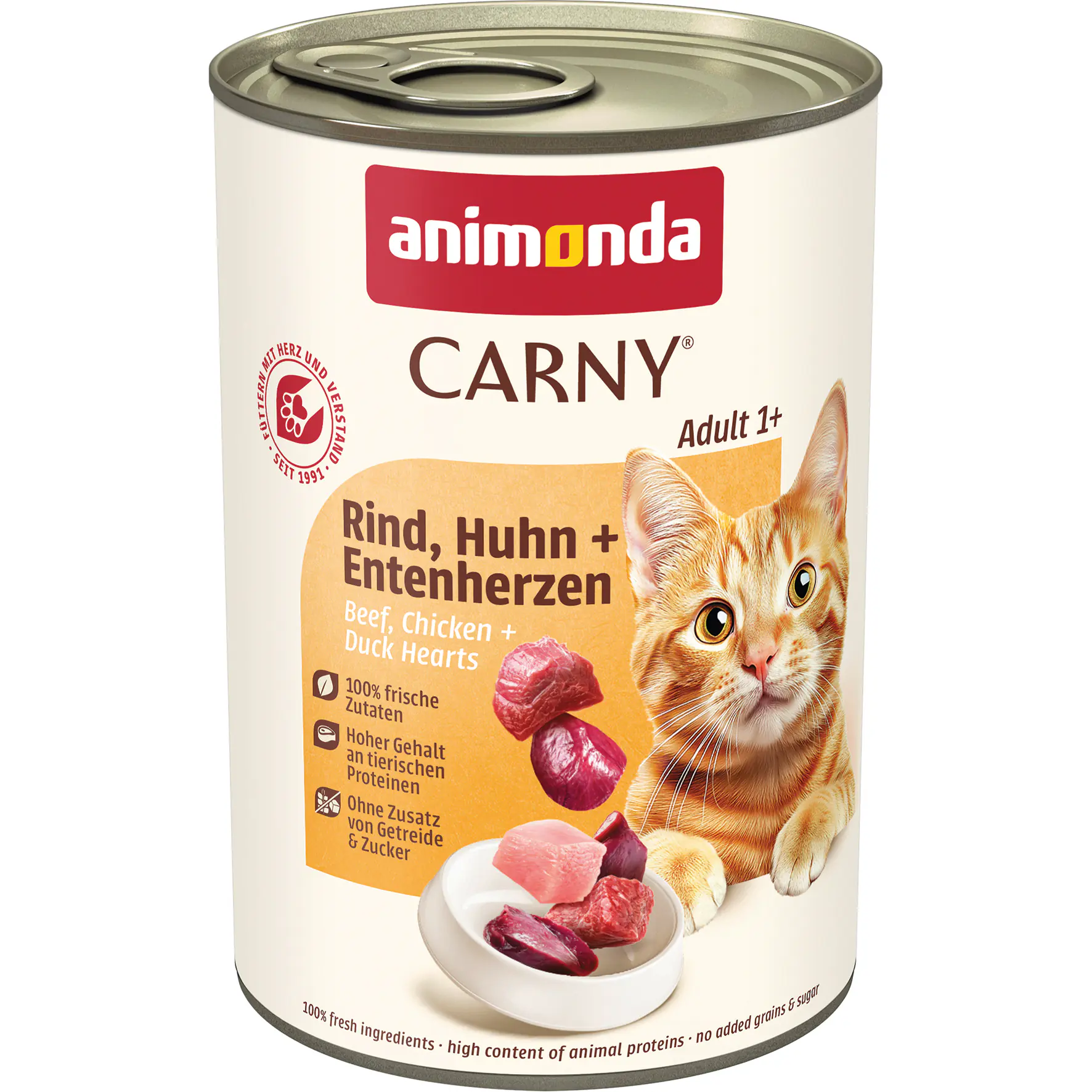 Animonda Carny Adult Katzennassfutter getreidefrei 400 g Rind, Huhn & Entenherzen