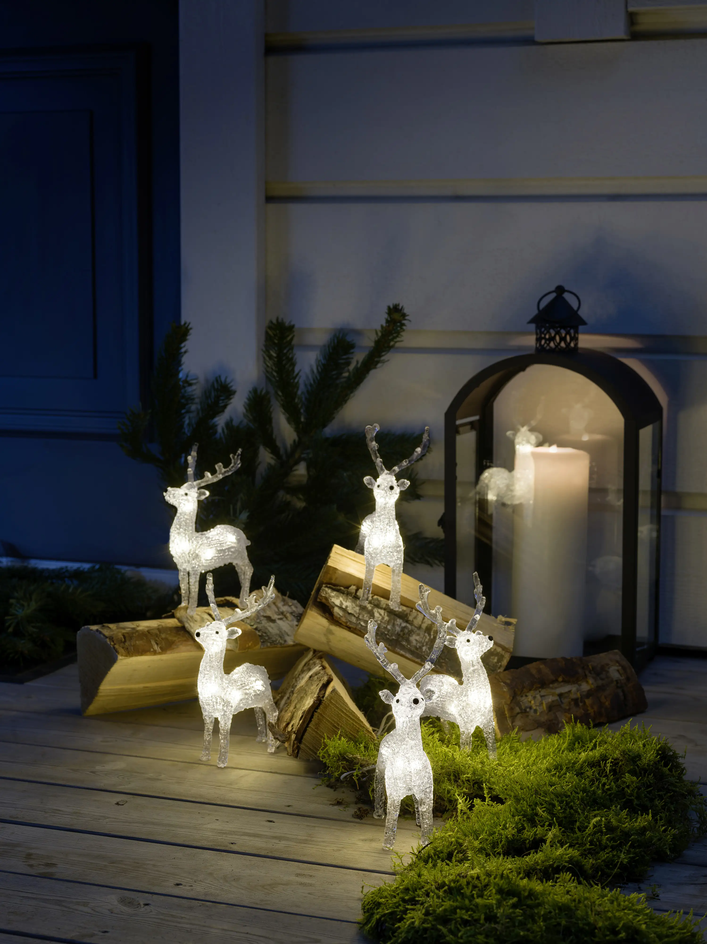 Konstsmide Lichterkette LED Acryl Rentier 5 er Set