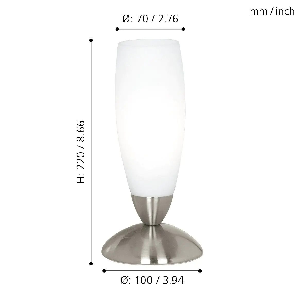 Eglo Tischleuchte Slim E14-Kerze 1X40W nickel-matt