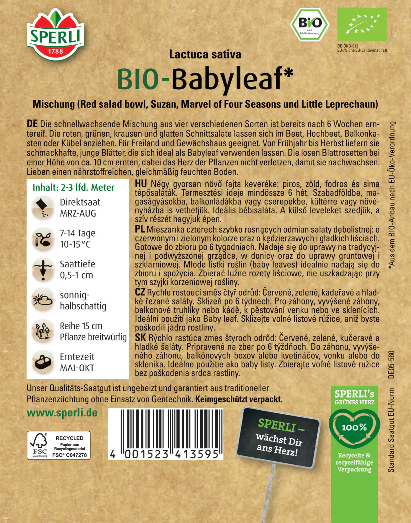 Sperli BIO Babyleafsalat Sperli BIO Babyleafsalat