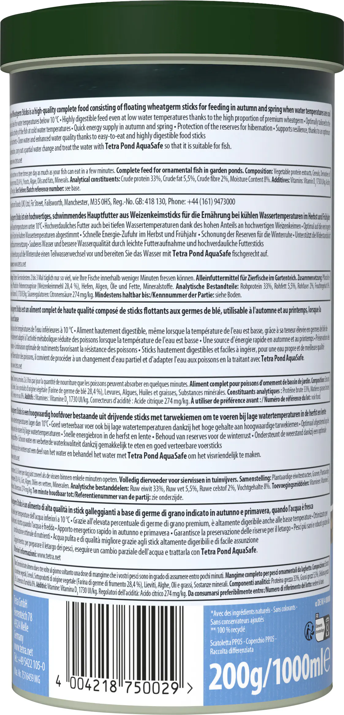 Tetra Pond Wheatgerm Sticks 1 L