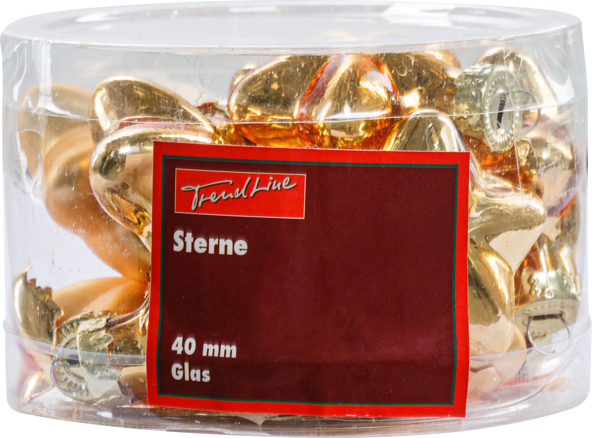 2076601538615_01 TrendLine Weihnachtskugeln Glas-Sterne 4 cm gold 12 Stück