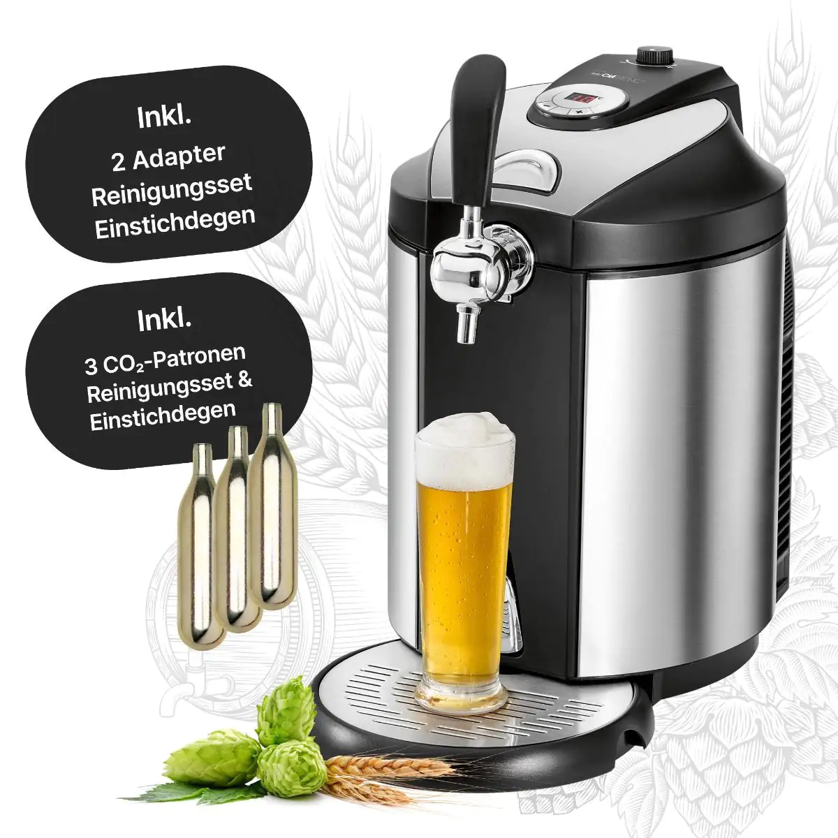 Clatronic Bierzapfanlage BZ 3740 für 5 L Fässchen, mit Kühlung Clatronic Bierzapfanlage BZ 3740 für 5 L Fässchen, mit Kühlung
