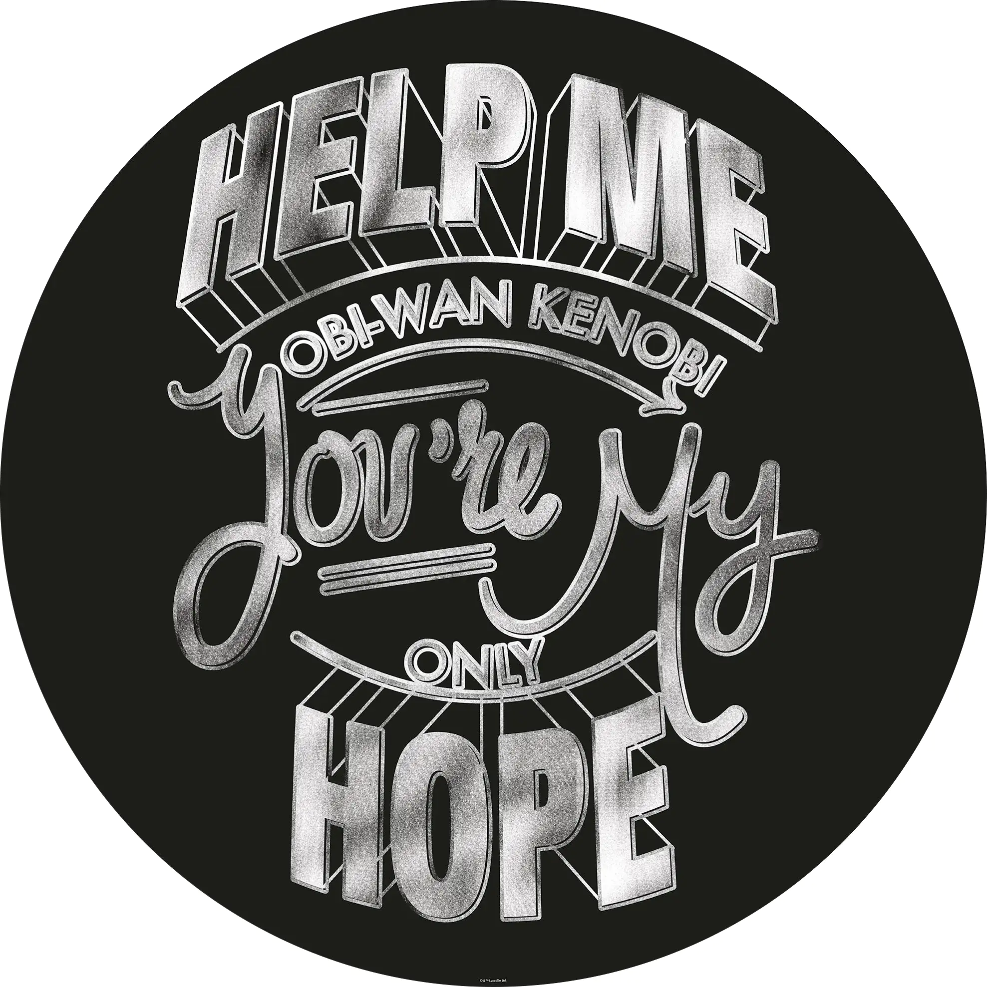Komar Vlies Fototapete Dot SW Help Me Obi Wan Ø 128 cm, selbstklebend