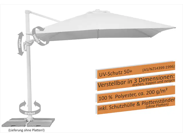 Schneider Sonnenschirm Rhodos Twist Bianco weiß, 300 x 300 cm Schneider Sonnenschirm Rhodos Twist Bianco weiß, 300 x 300 cm