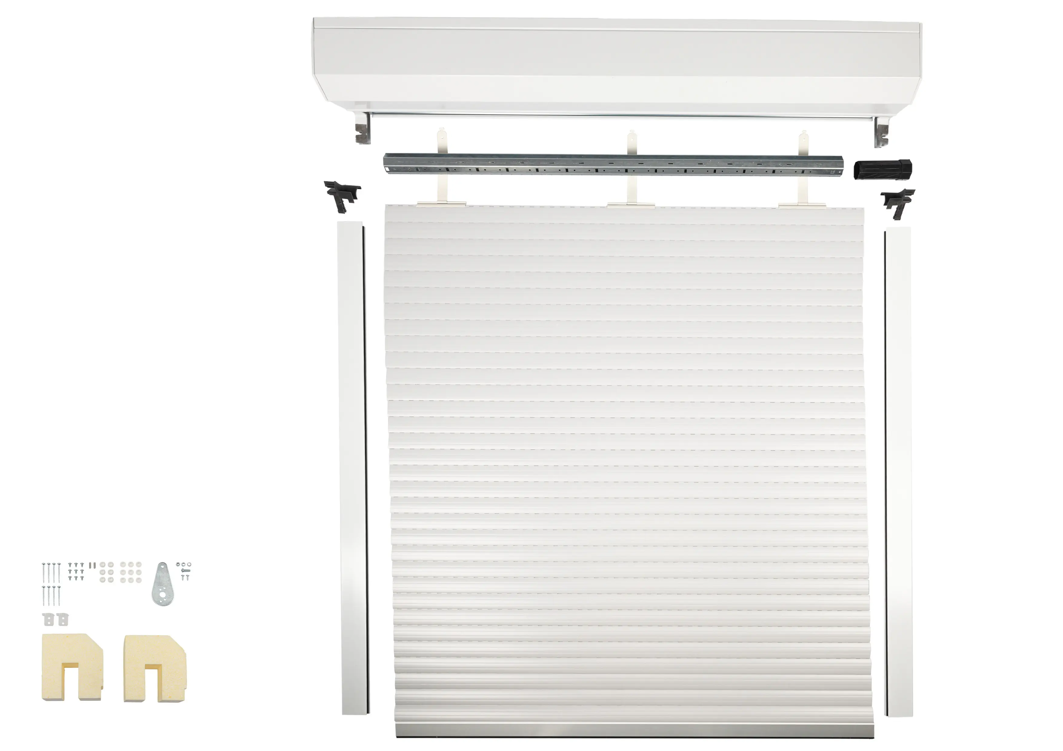 Schellenberg Vorbaurollladen-Set, 95 x 120 cm, 45°-Rollladenkasten, weiß/grau