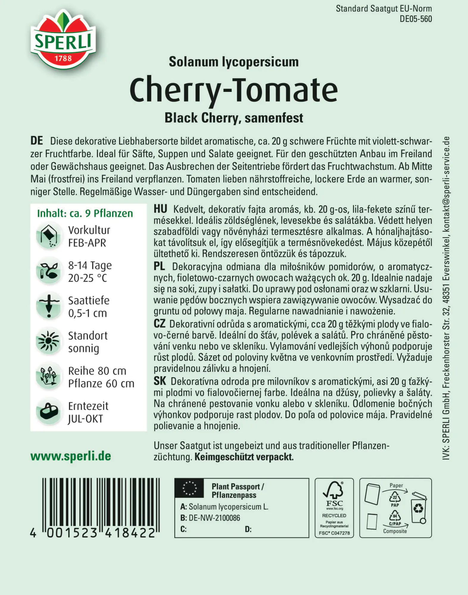Sperli Cherry-Tomate Black Cherry
