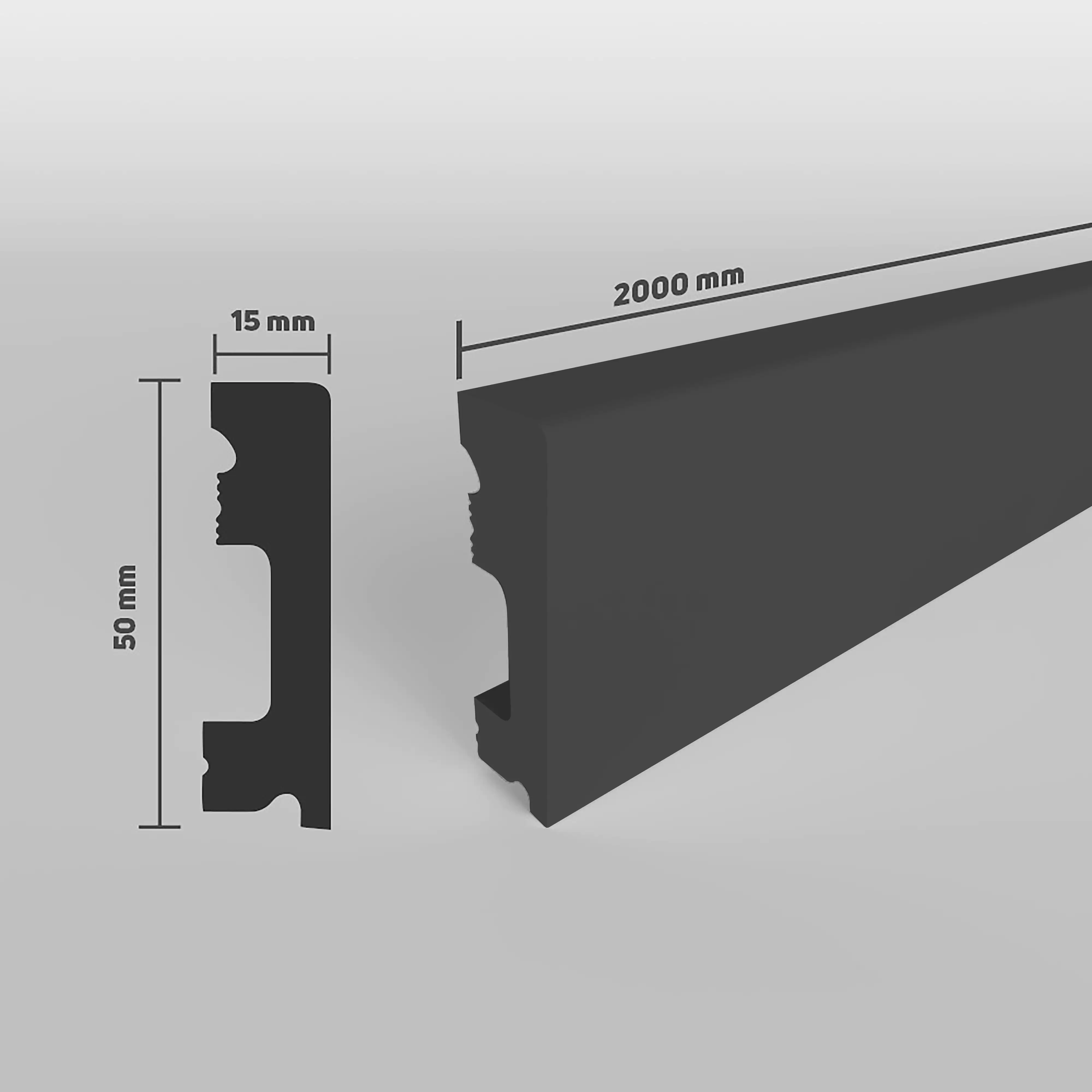 SELITSTYLE Sockelleiste FBL50 schwarz 2000 x 50 x 15 mm wasserfest