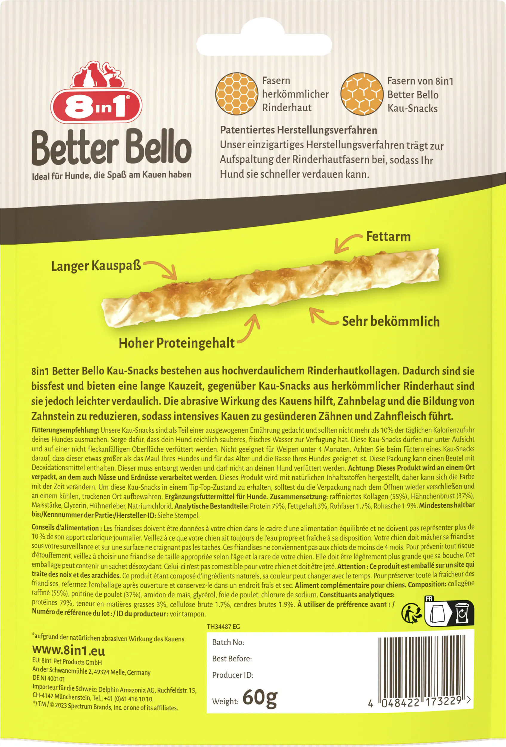 8in1 Hundeleckerli Better Bello Chicken Twisted Sticks 60 g 
