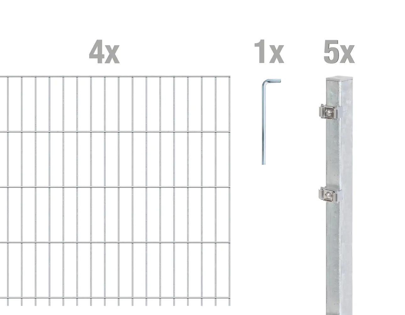 Alberts Doppelstabmatten-Grundset 10 m 250 x 83 cm 6/5/6 feuerzverzinkt