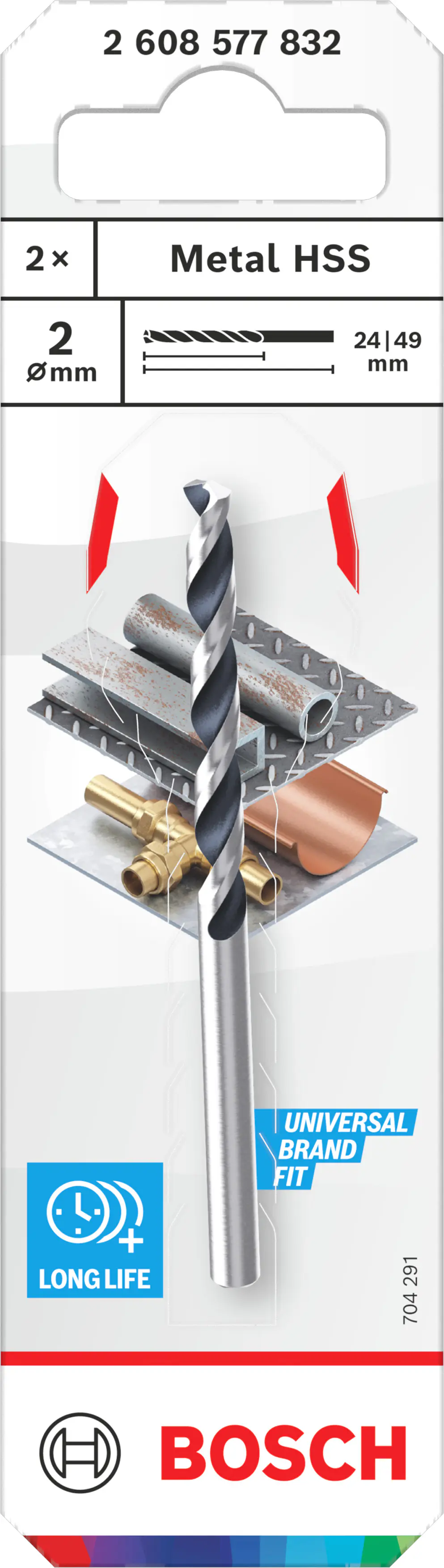 Bosch Metallspiralbohrer HSS CYL Ø 2 mm 2-tlg.