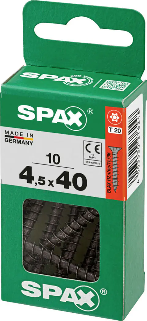 Spax Universalschrauben 4,5 x 40 mm T20 Vollgewinde - 10 Stk. 