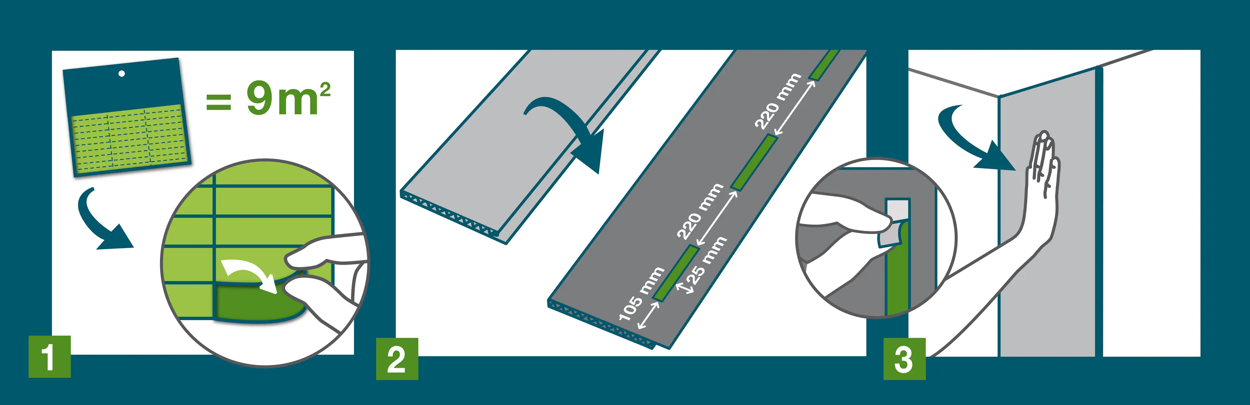 Klebestreifen für PVC Paneele, Beutel für ca. 9 m² Verlegefläche