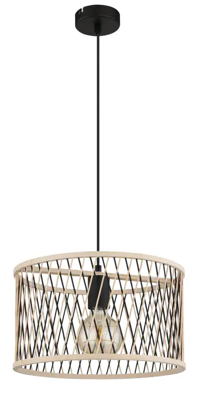 Globo Hängeleuchte Mali Ø 35 x 150 cm Bambus schwarz matt