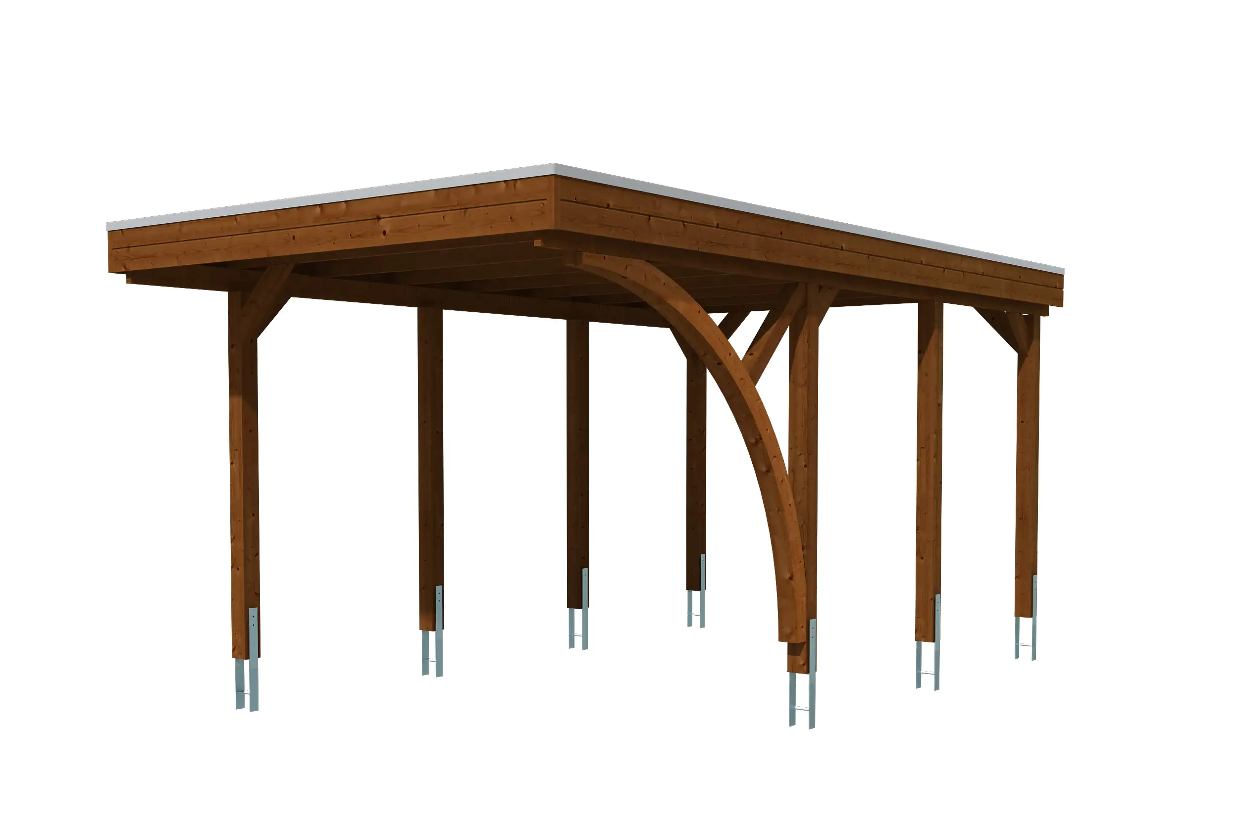 SKAN HOLZ Friesland Carport Set 5 314 x 555 cm, lasiert in Nussbaum