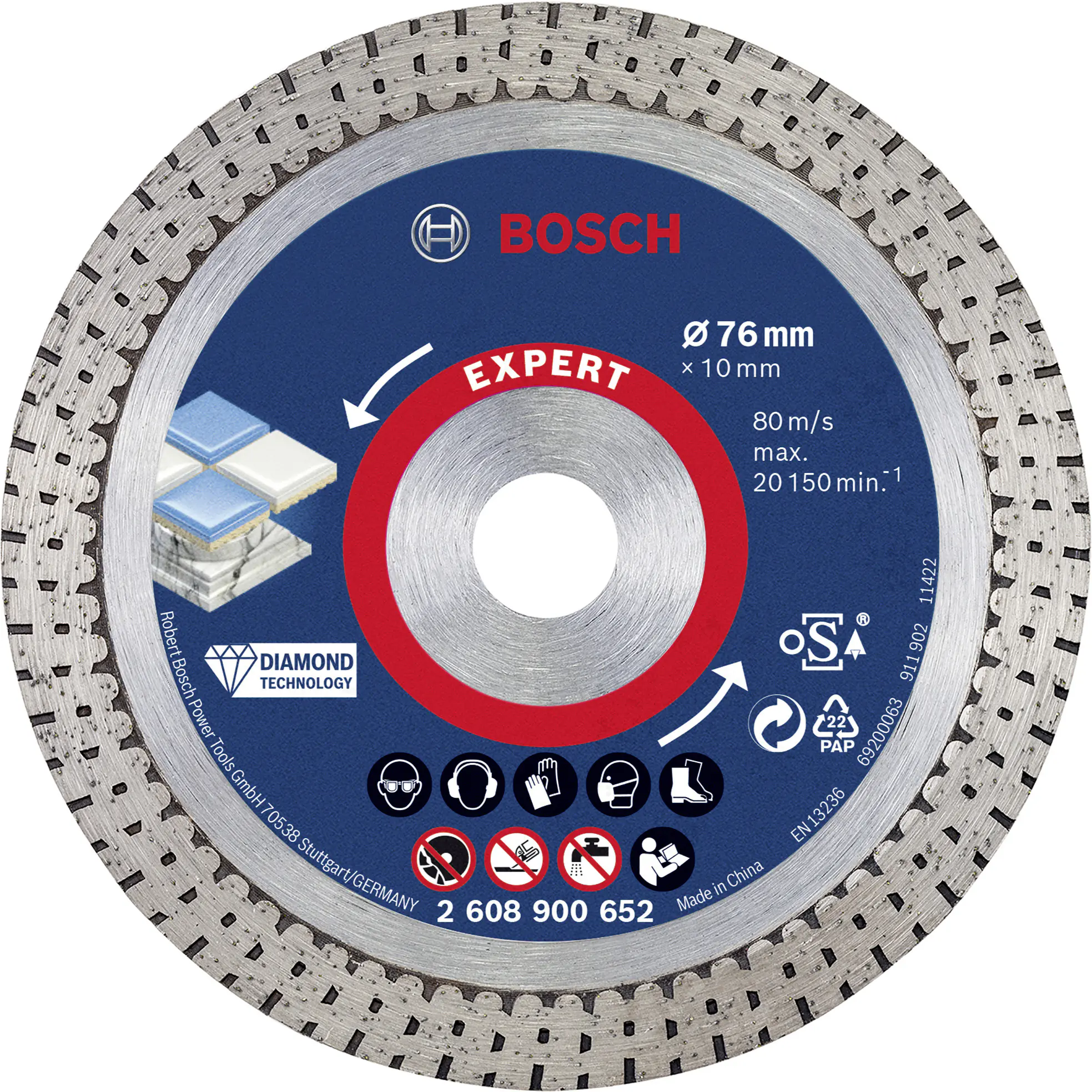 Bosch Expert Hardceramic-Diamanttrennscheibe Ø 76 mm Bohrung 10 mm Bosch Expert Hardceramic-Diamanttrennscheibe Ø 76 mm Bohrung 10 mm