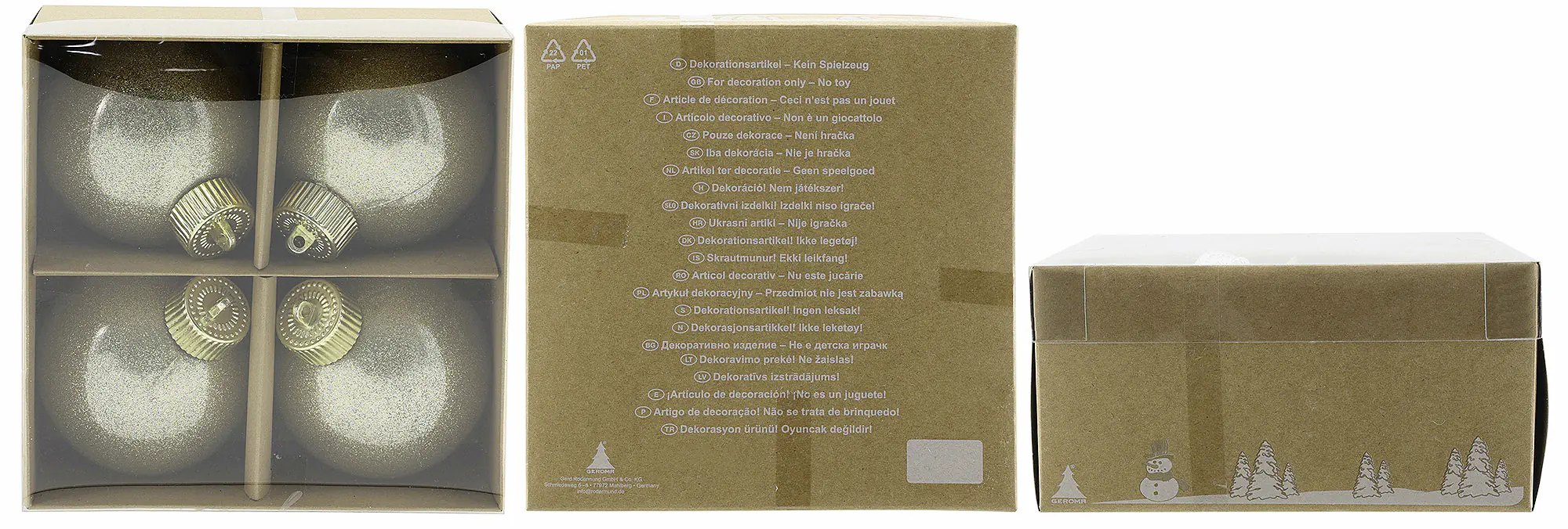 Weihnachtskugeln aus Kunststoff Ø 8 cm gold 4 Stück