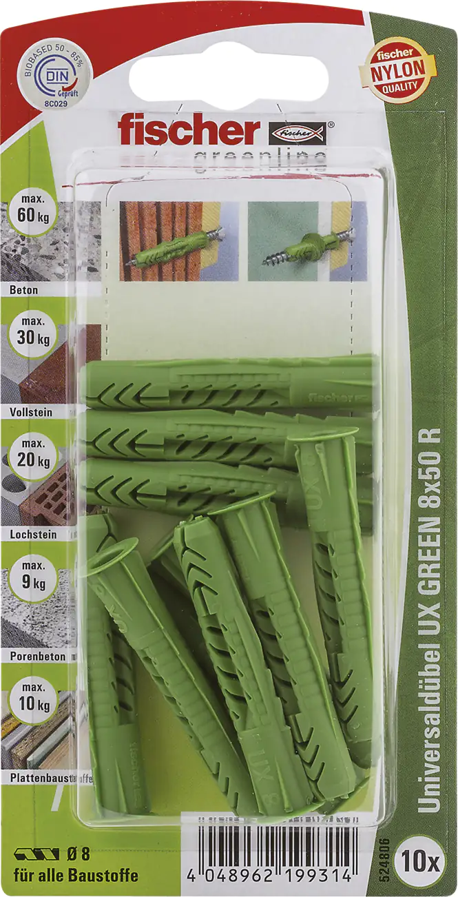 Fischer Universaldübel UX green 8.0 x 50 mm - 10 Stück