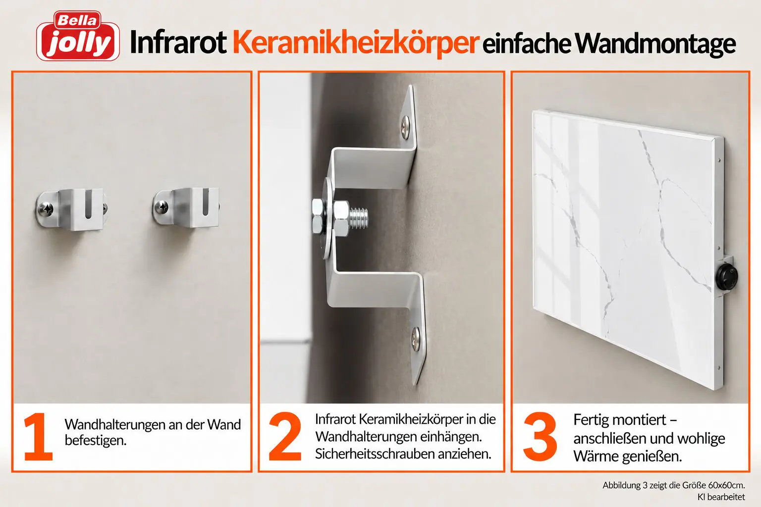 Bella Jolly Infrarot Wandheizkörper 60 x 120 cm 1200 Watt marmoroptik